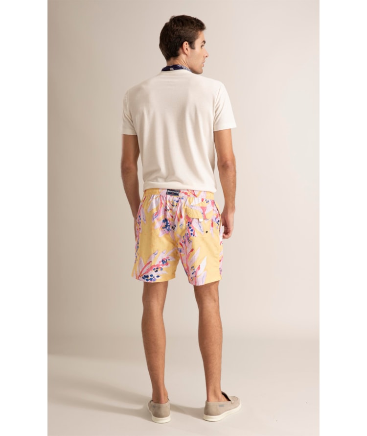 Beach Short Floral Brush Amarelo