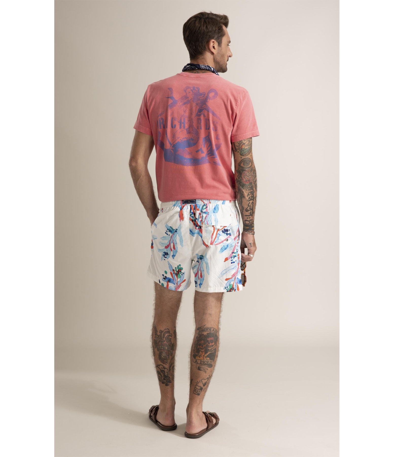 Beach Short Floral Brush Branco