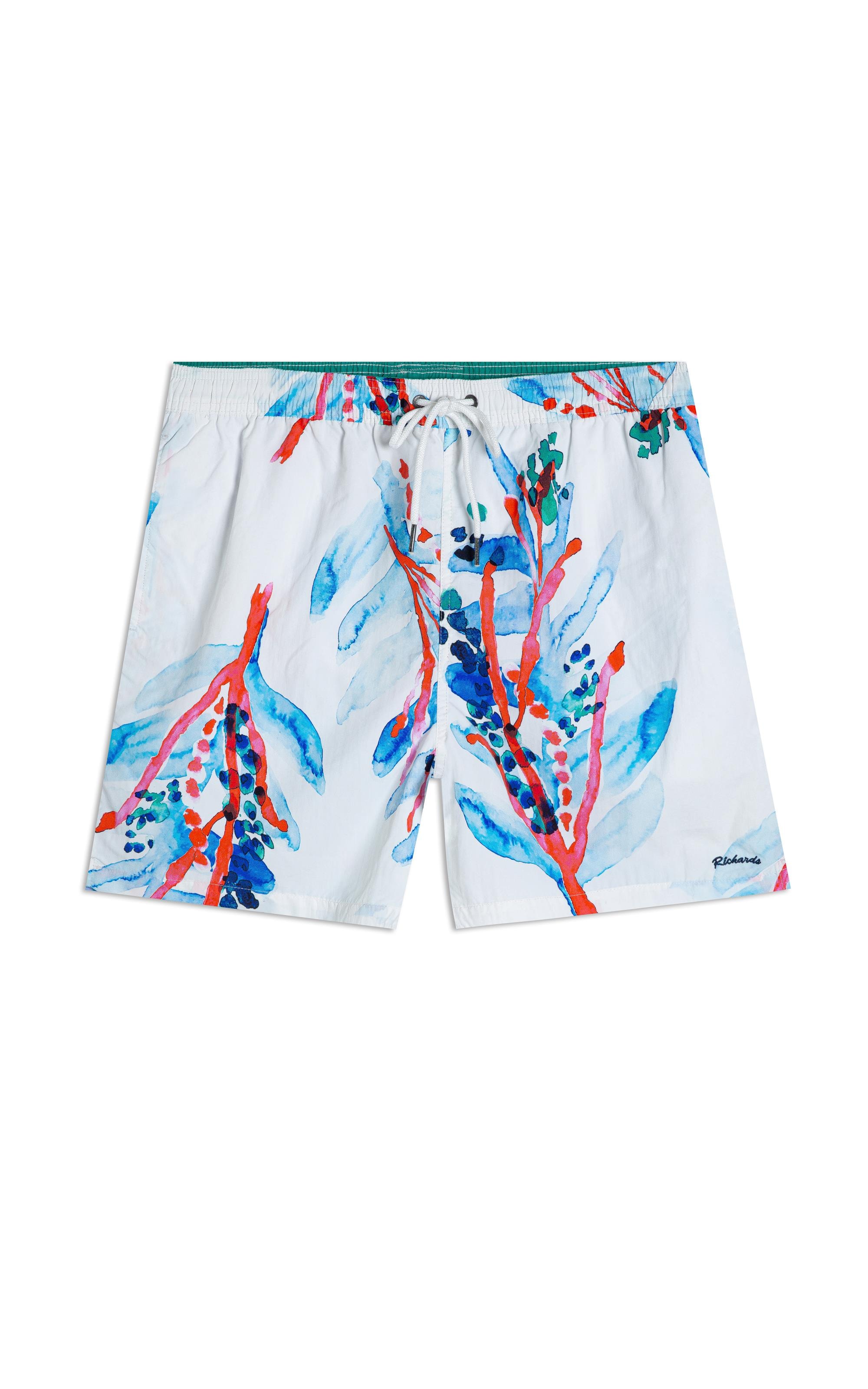 Beach Short Floral Brush Branco
