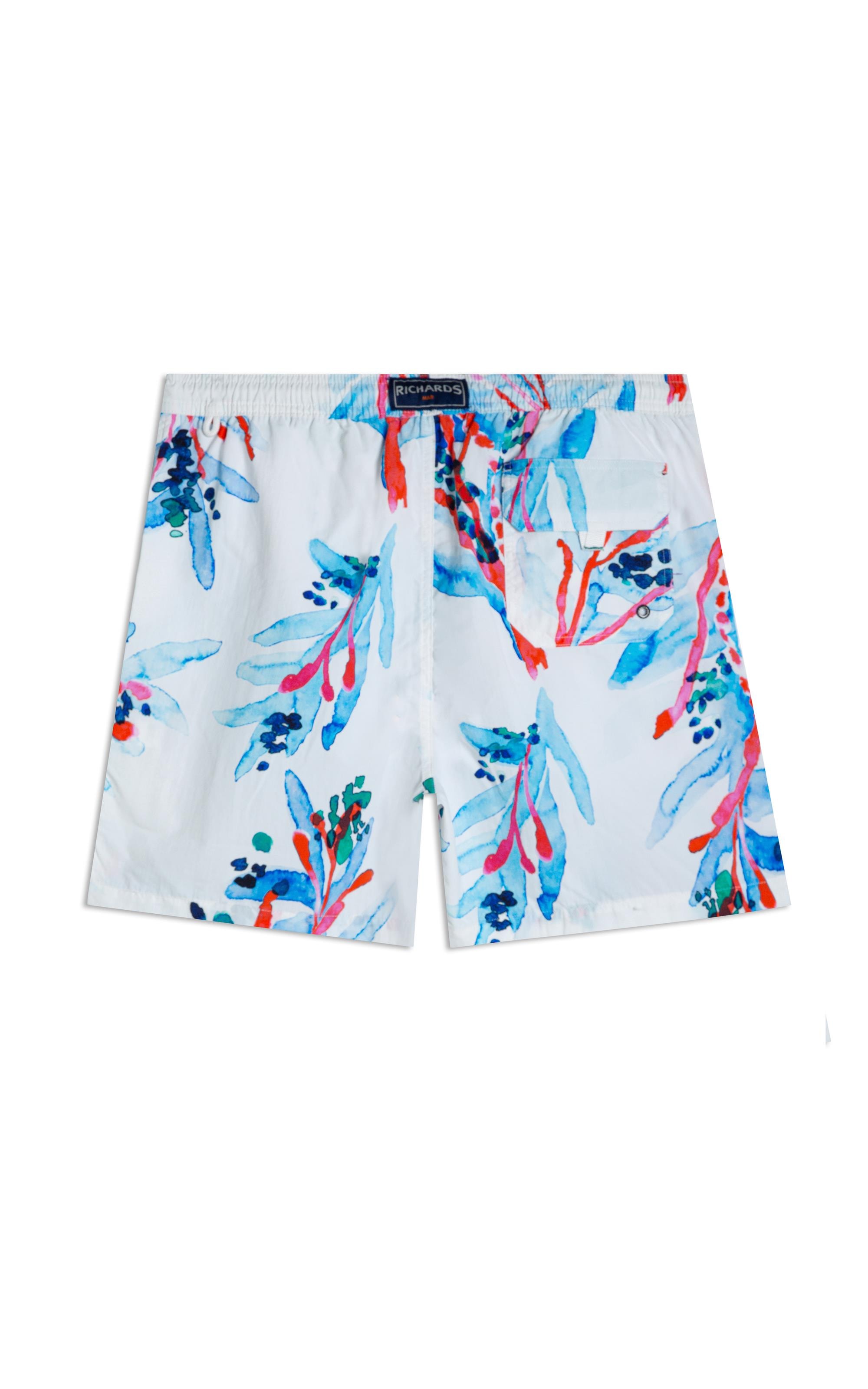 Beach Short Floral Brush Branco