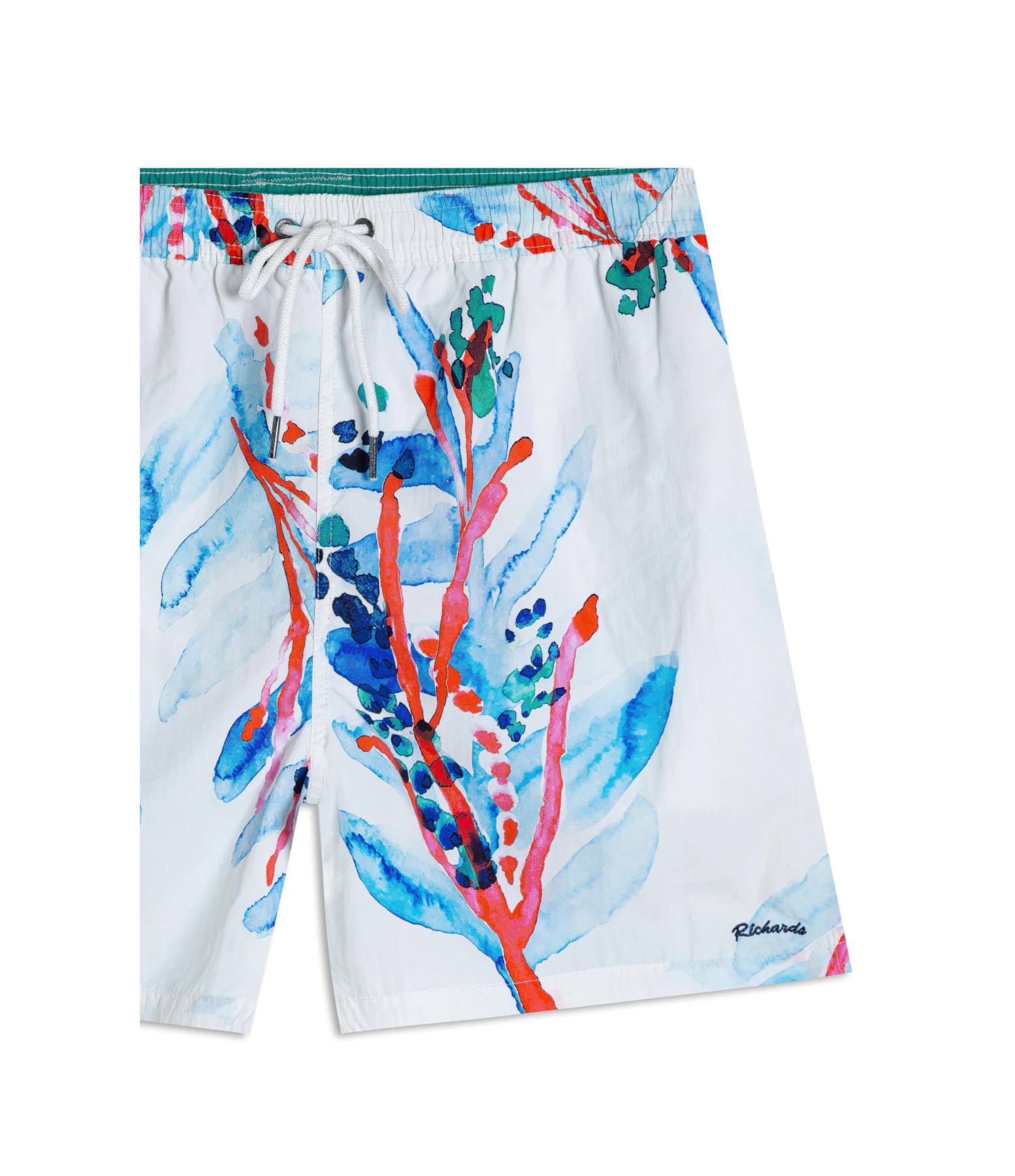 Beach Short Floral Brush Branco
