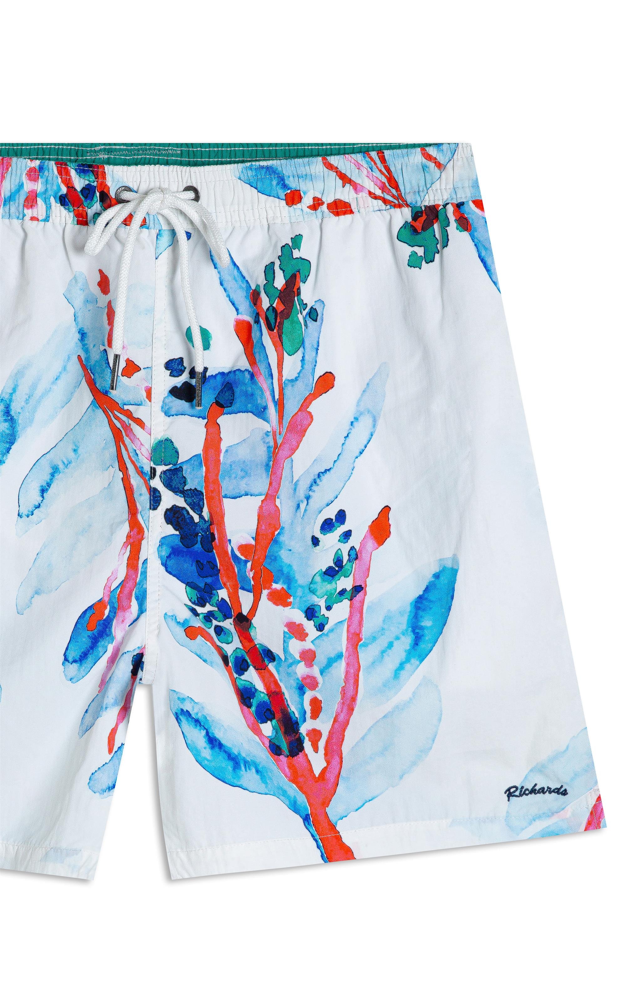 Beach Short Floral Brush Branco