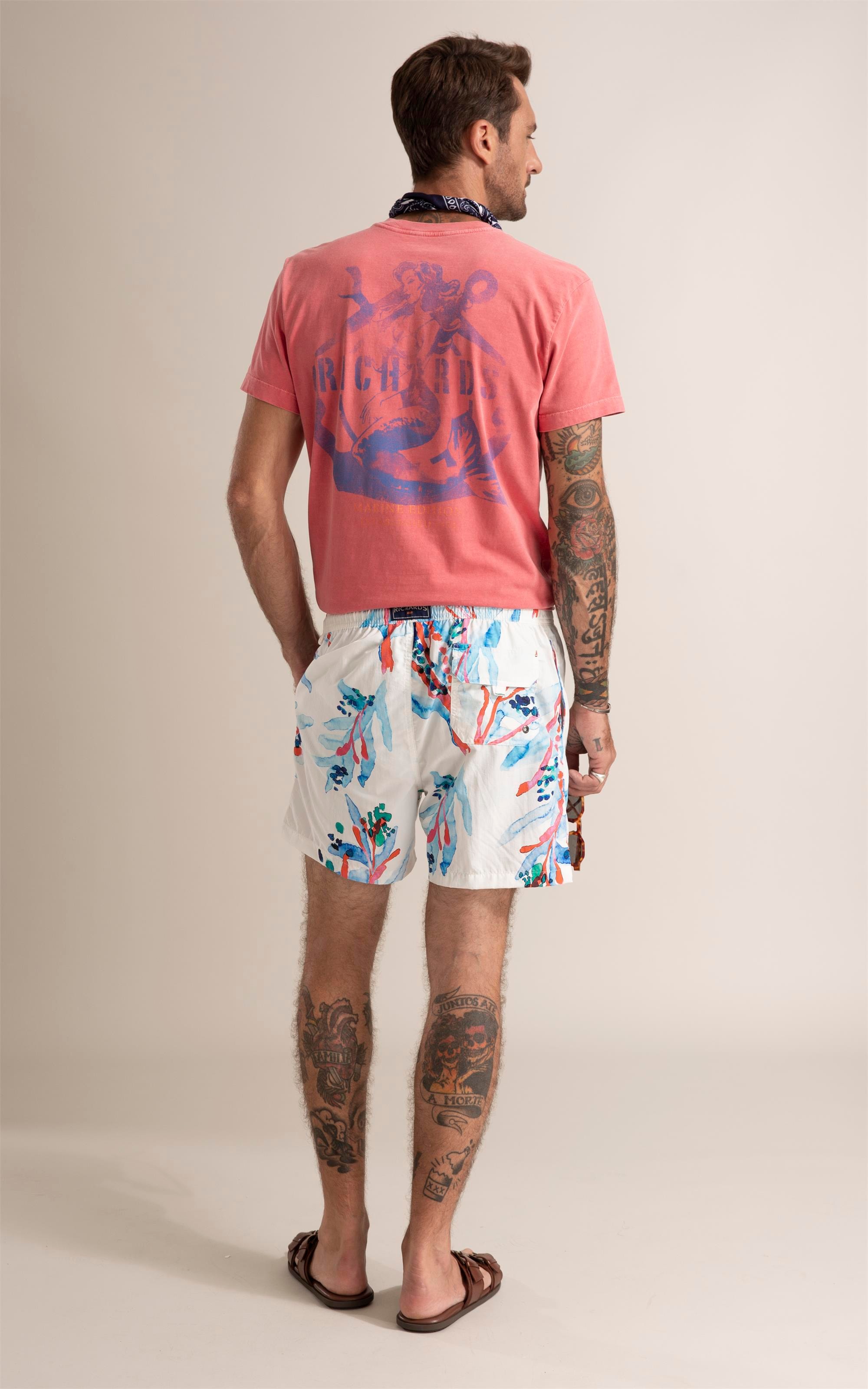 Beach Short Floral Brush Branco