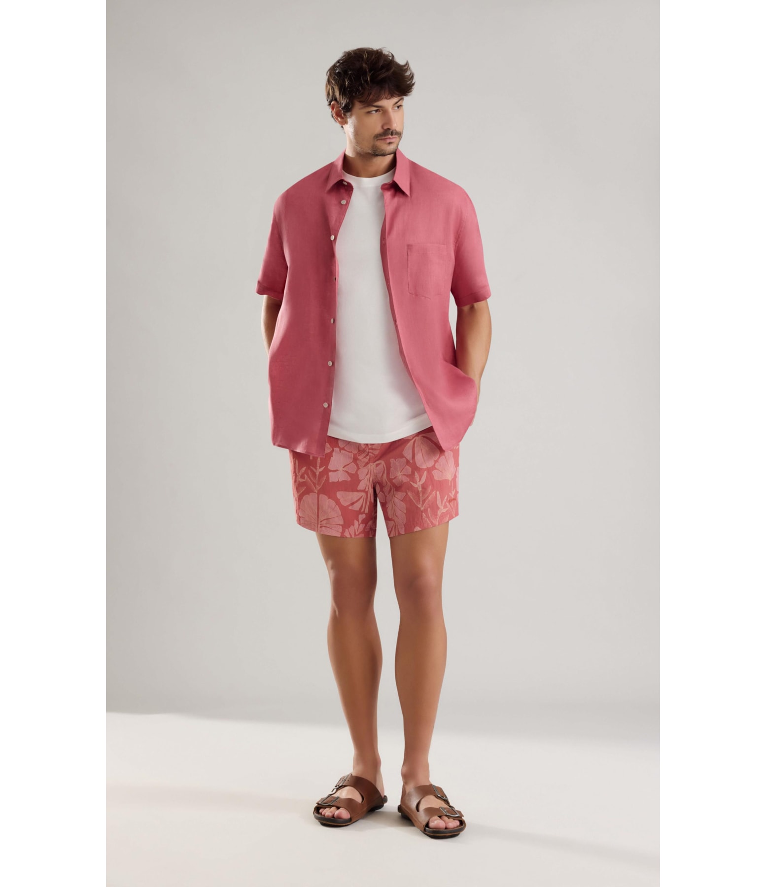 Beach Short Floral Deco Biarritz Goiaba