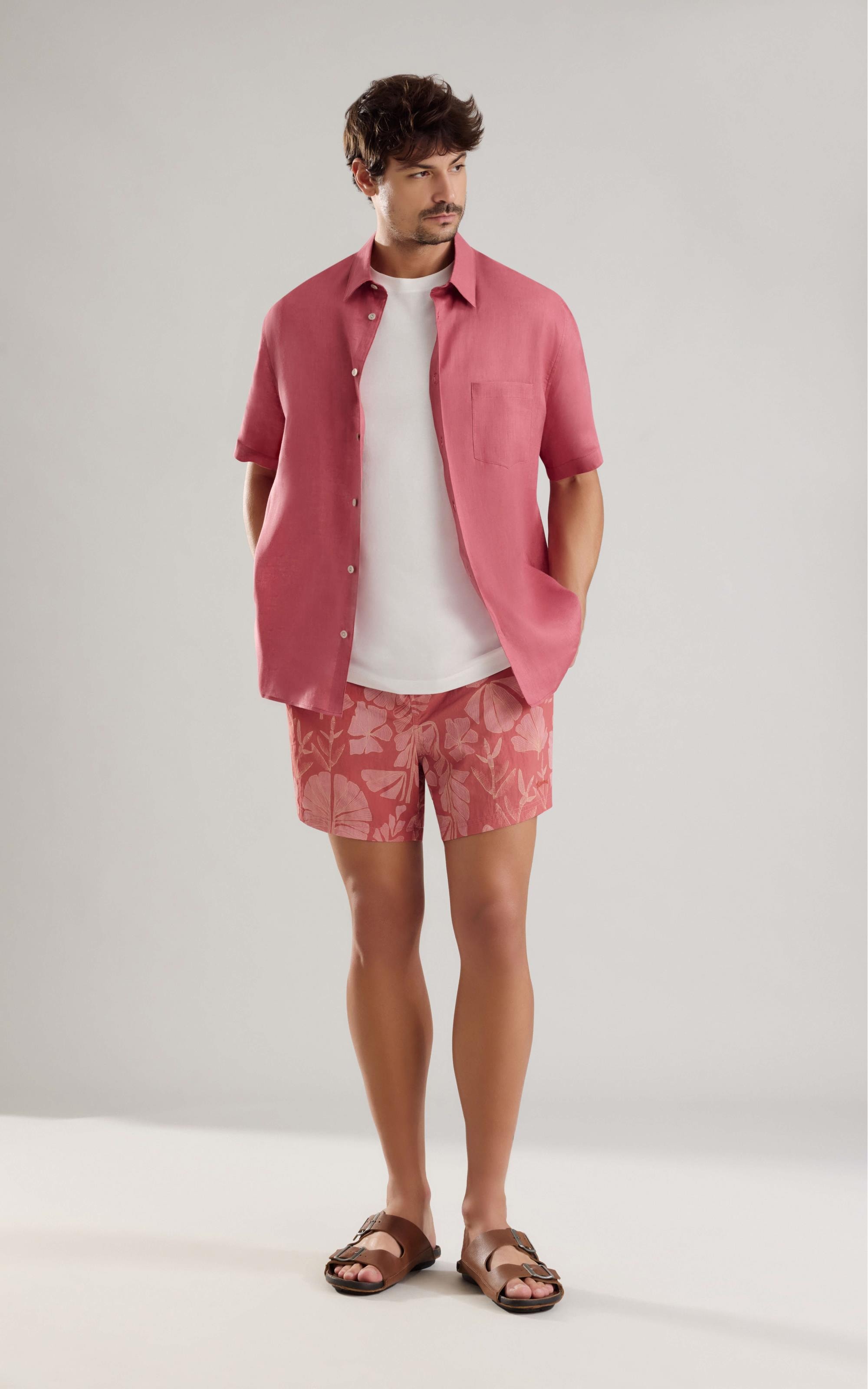 Beach Short Floral Deco Biarritz Goiaba