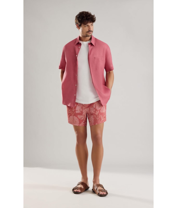 Beach Short Floral Deco Biarritz Goiaba