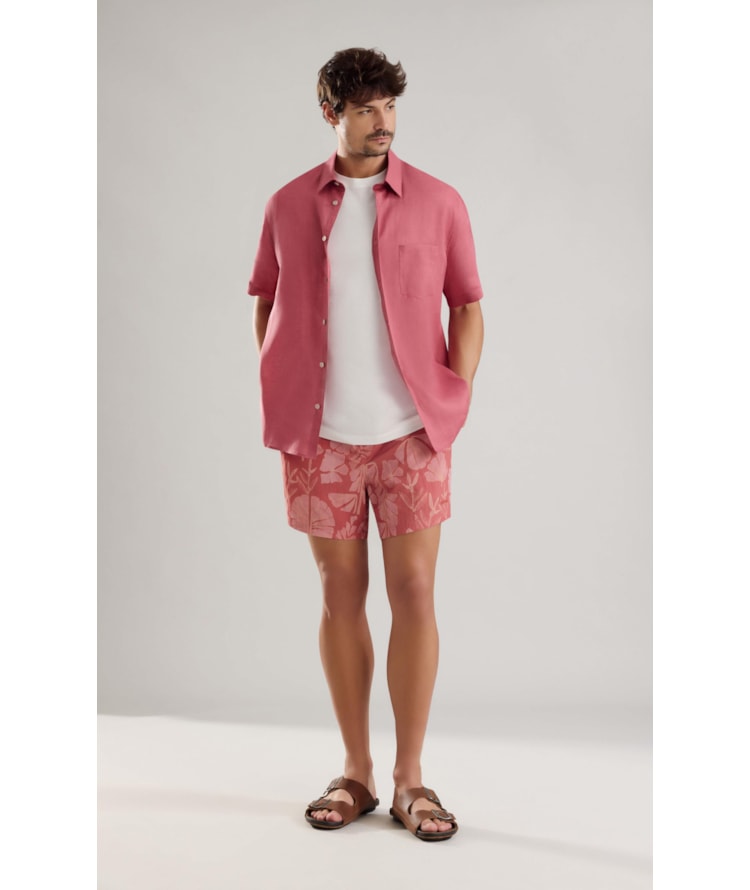 Beach Short Floral Deco Biarritz Goiaba