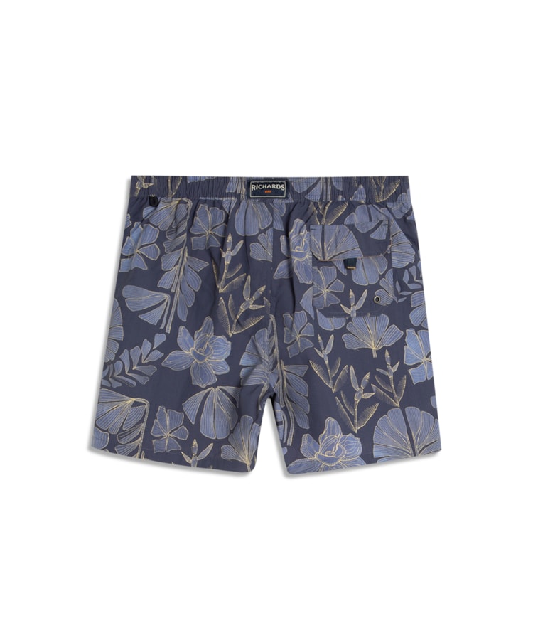 Beach Short Floral Purple Blue