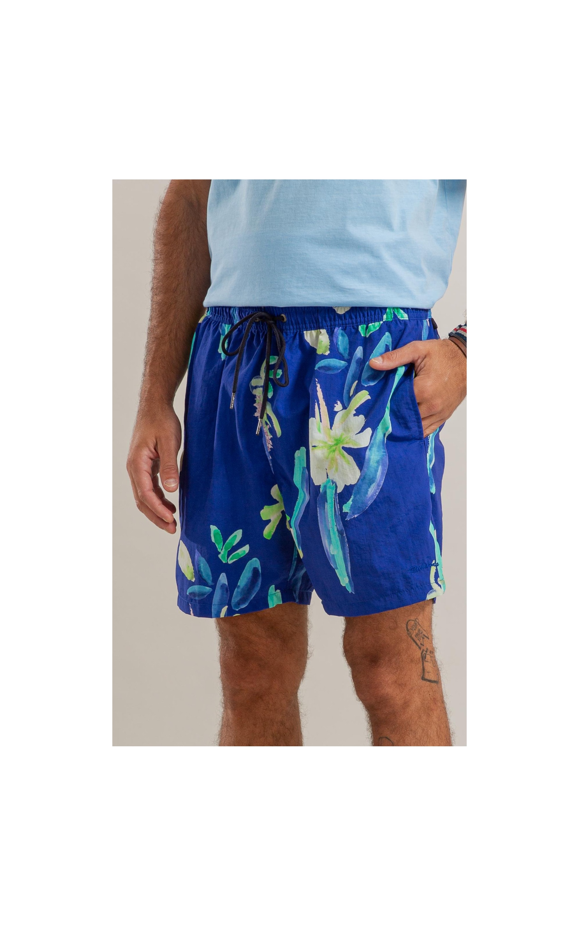 Beach Short Florish Regular Azul Bic