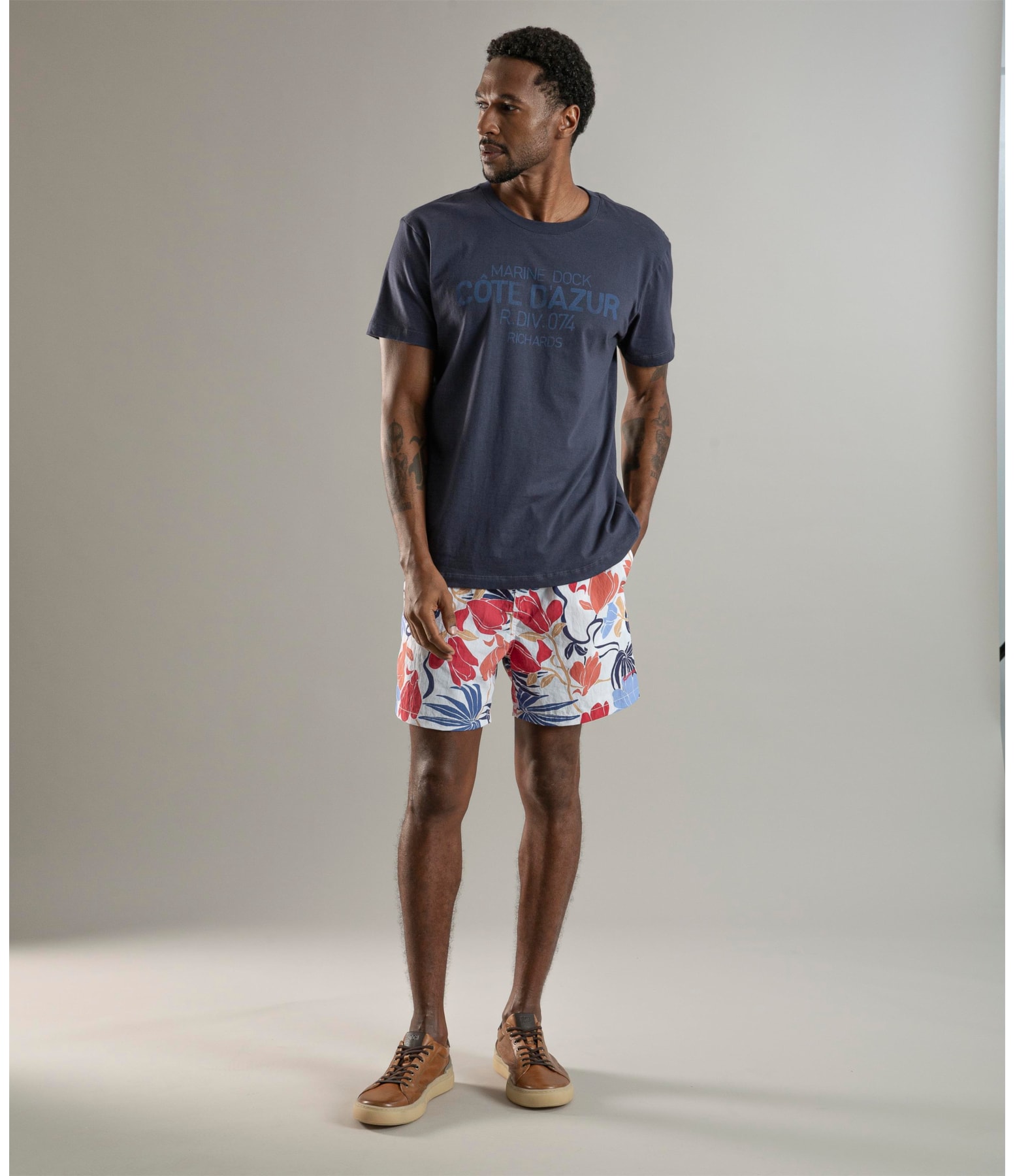 Beach Short Flowery Regular Branco