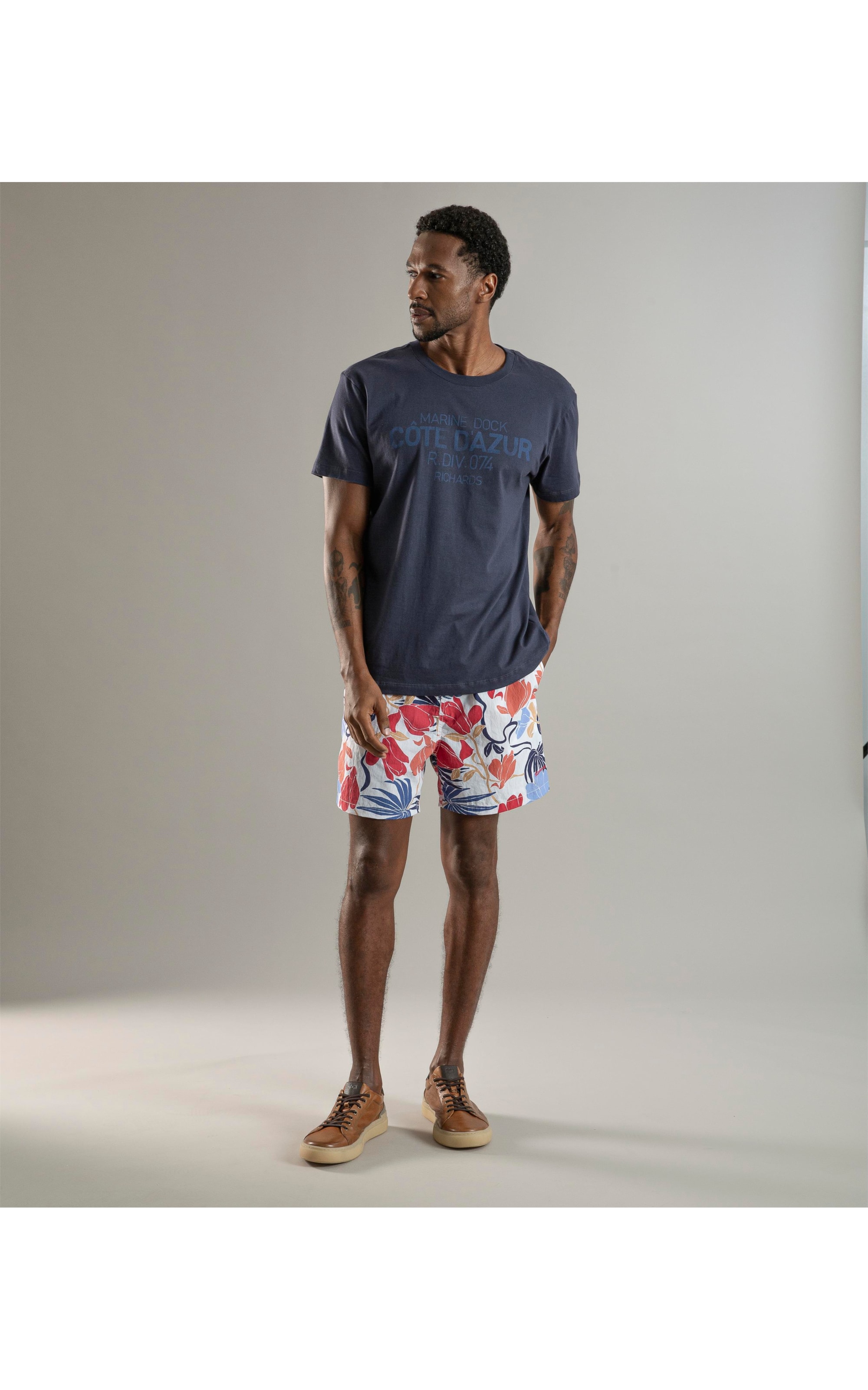 Beach Short Flowery Regular Branco