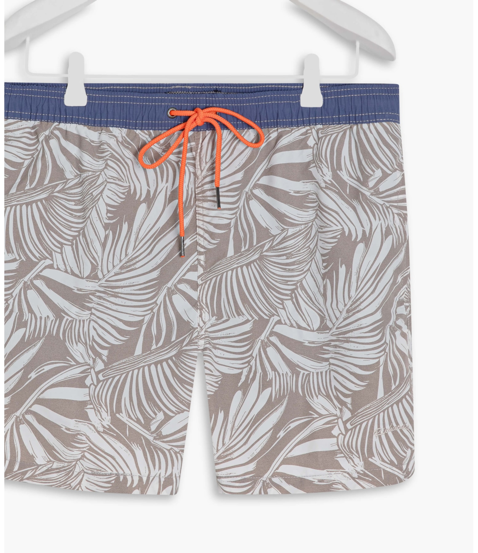Beach Short Folhas Grey Regular Silver Gray