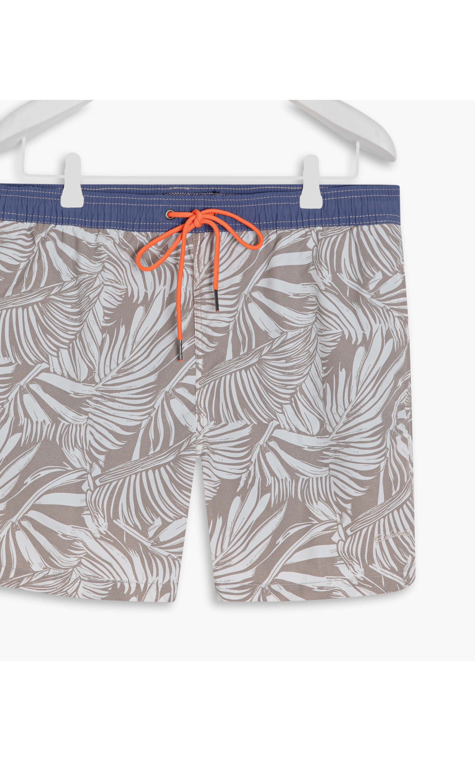 Beach Short Folhas Grey Regular Silver Gray