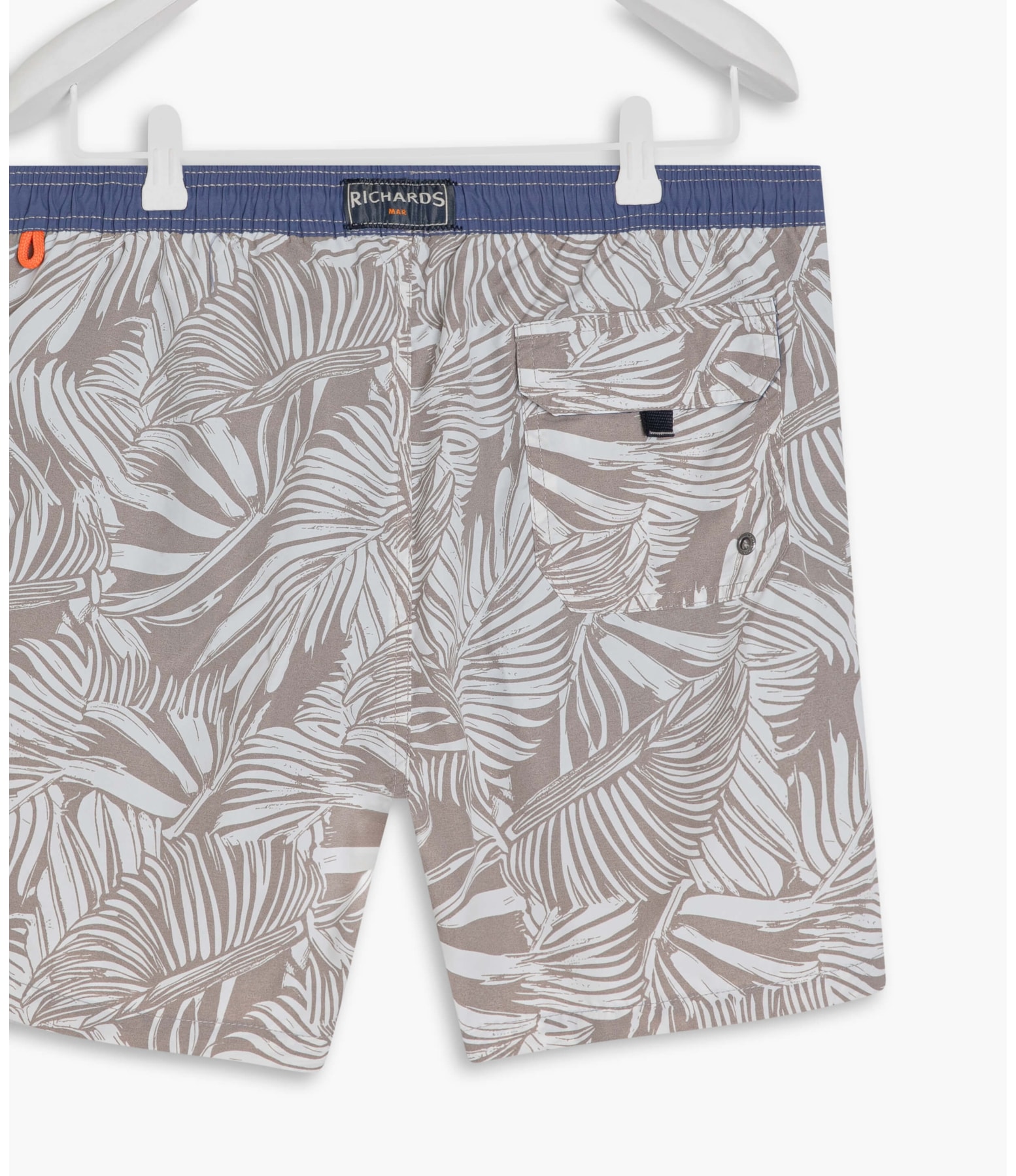 Beach Short Folhas Grey Regular Silver Gray
