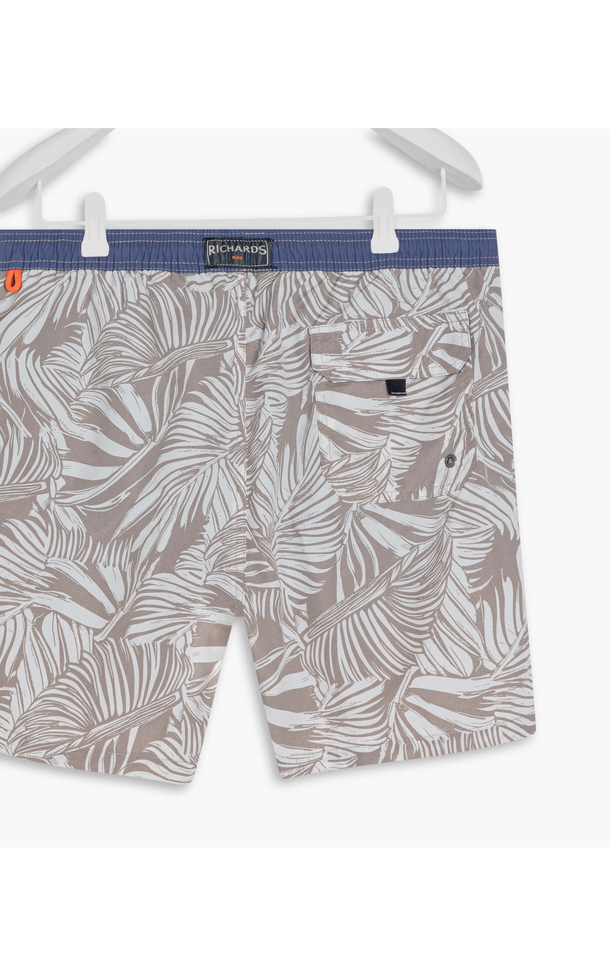 Beach Short Folhas Grey Regular Silver Gray