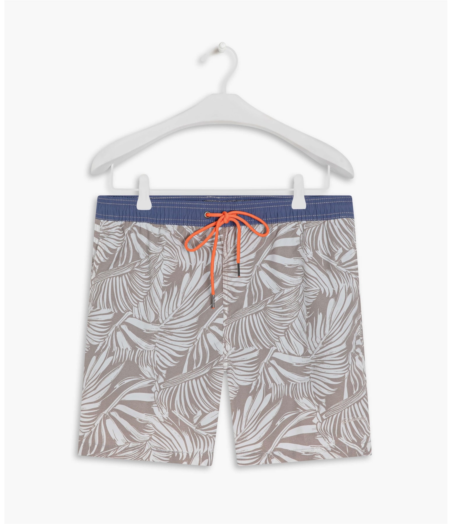 Beach Short Folhas Grey Regular Silver Gray