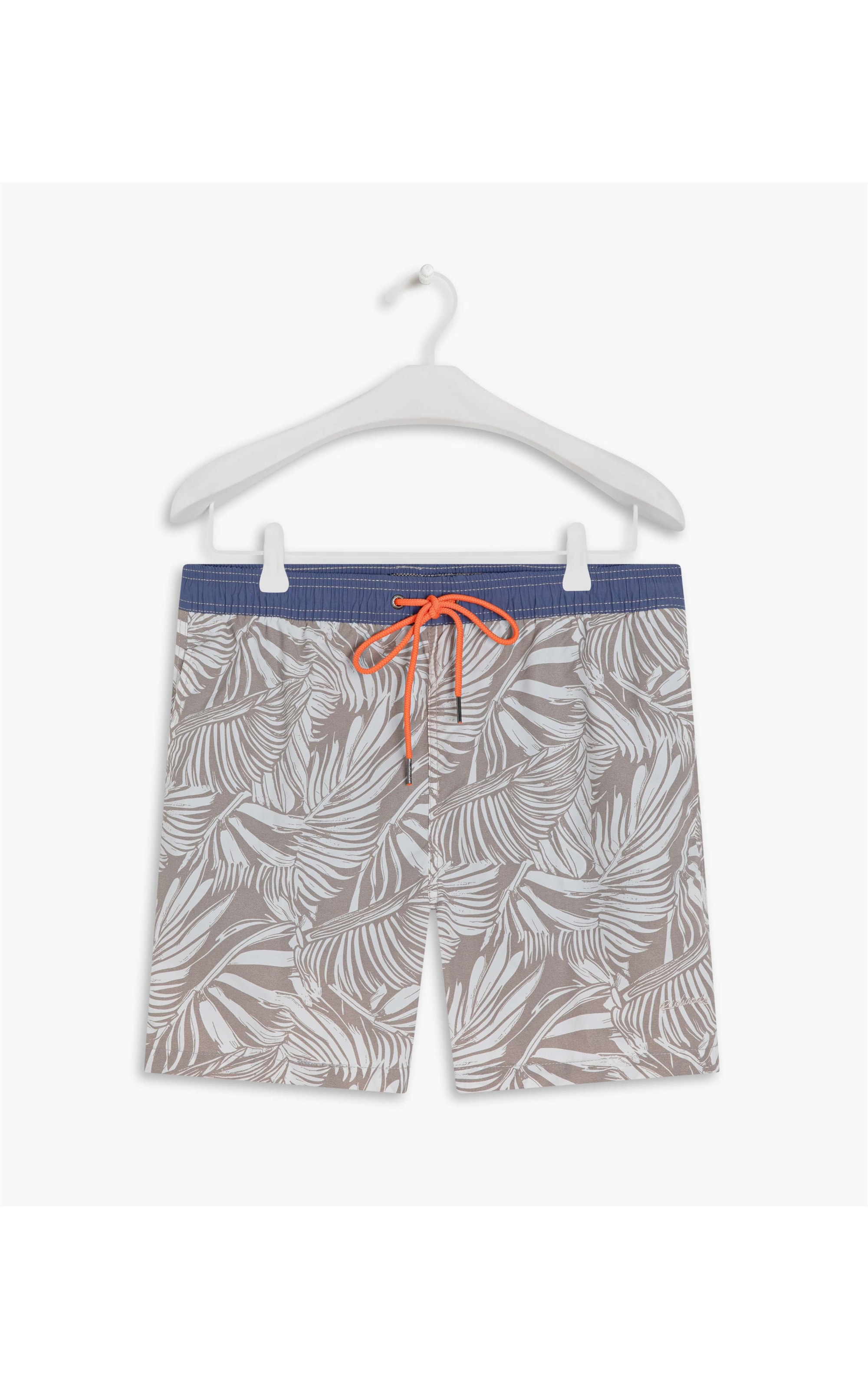 Beach Short Folhas Grey Regular Silver Gray