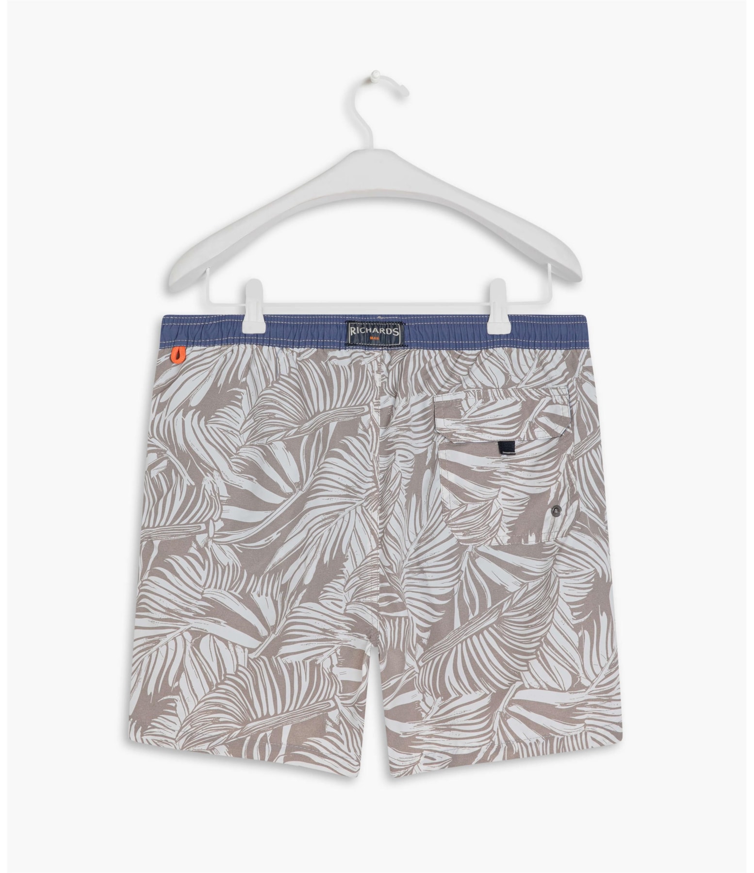 Beach Short Folhas Grey Regular Silver Gray