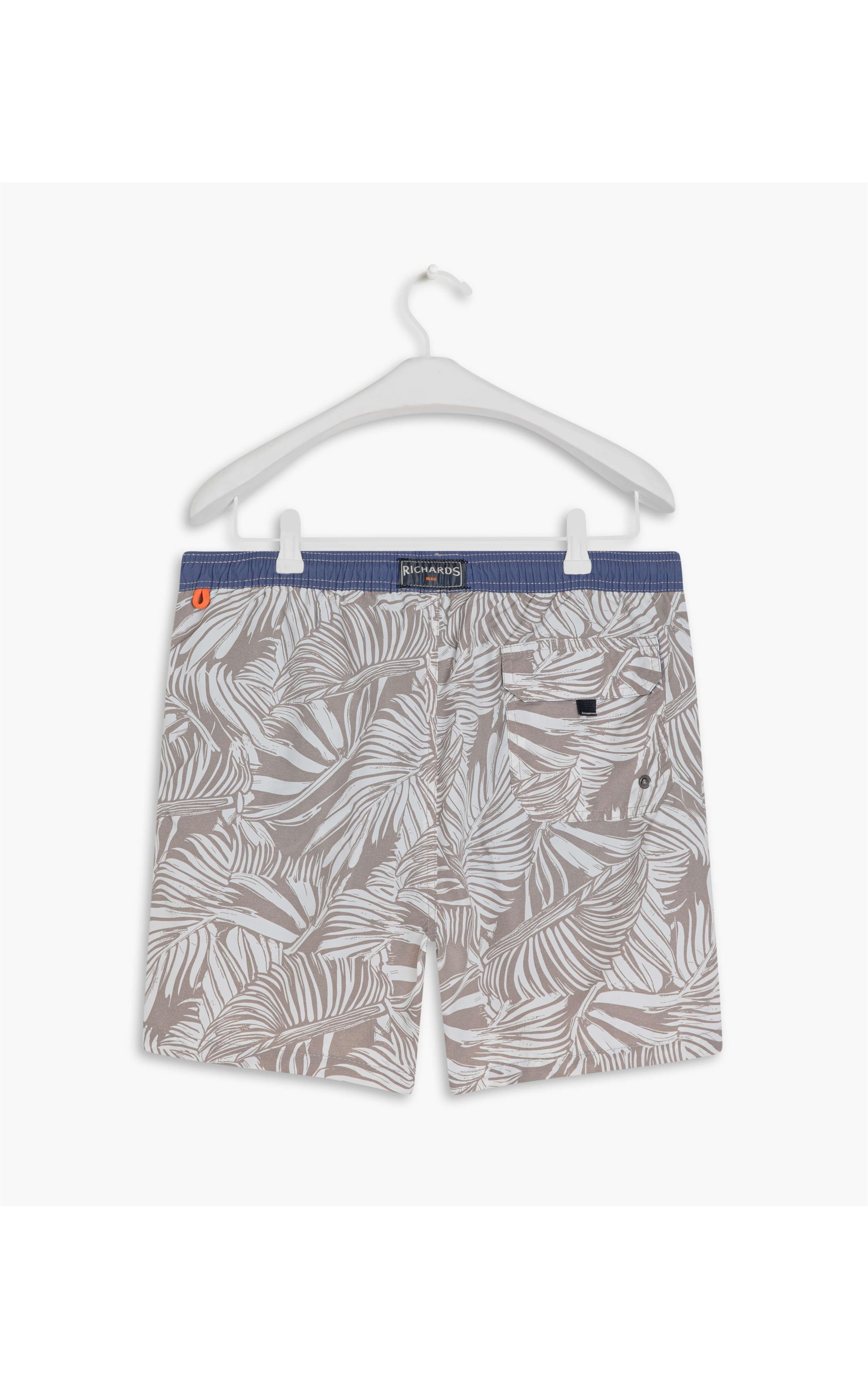 Beach Short Folhas Grey Regular Silver Gray