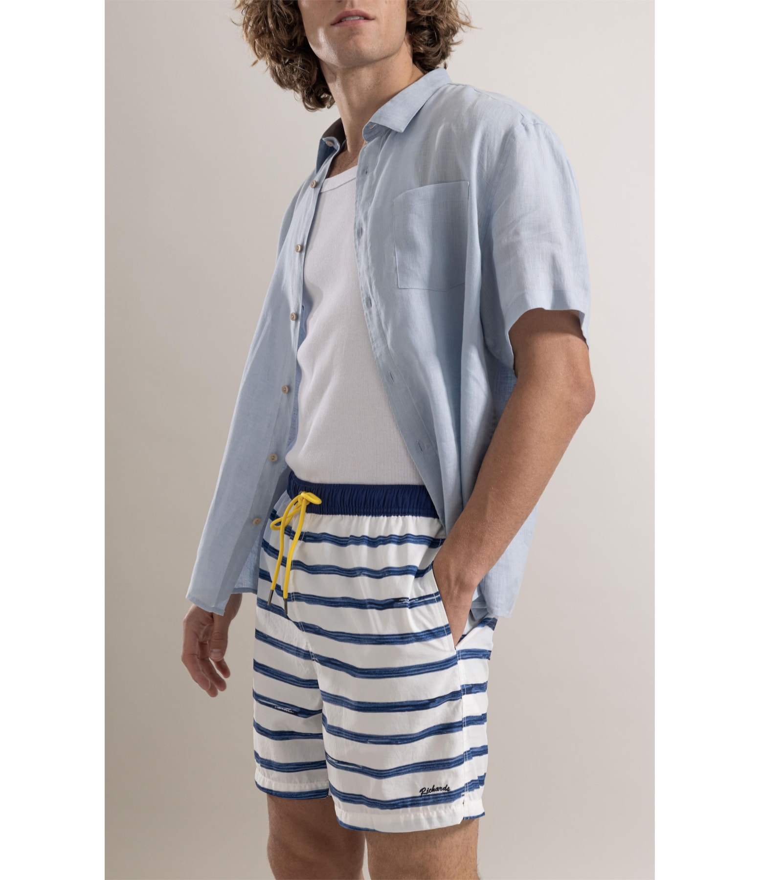 Beach Short Large Stripes Regular Marinho