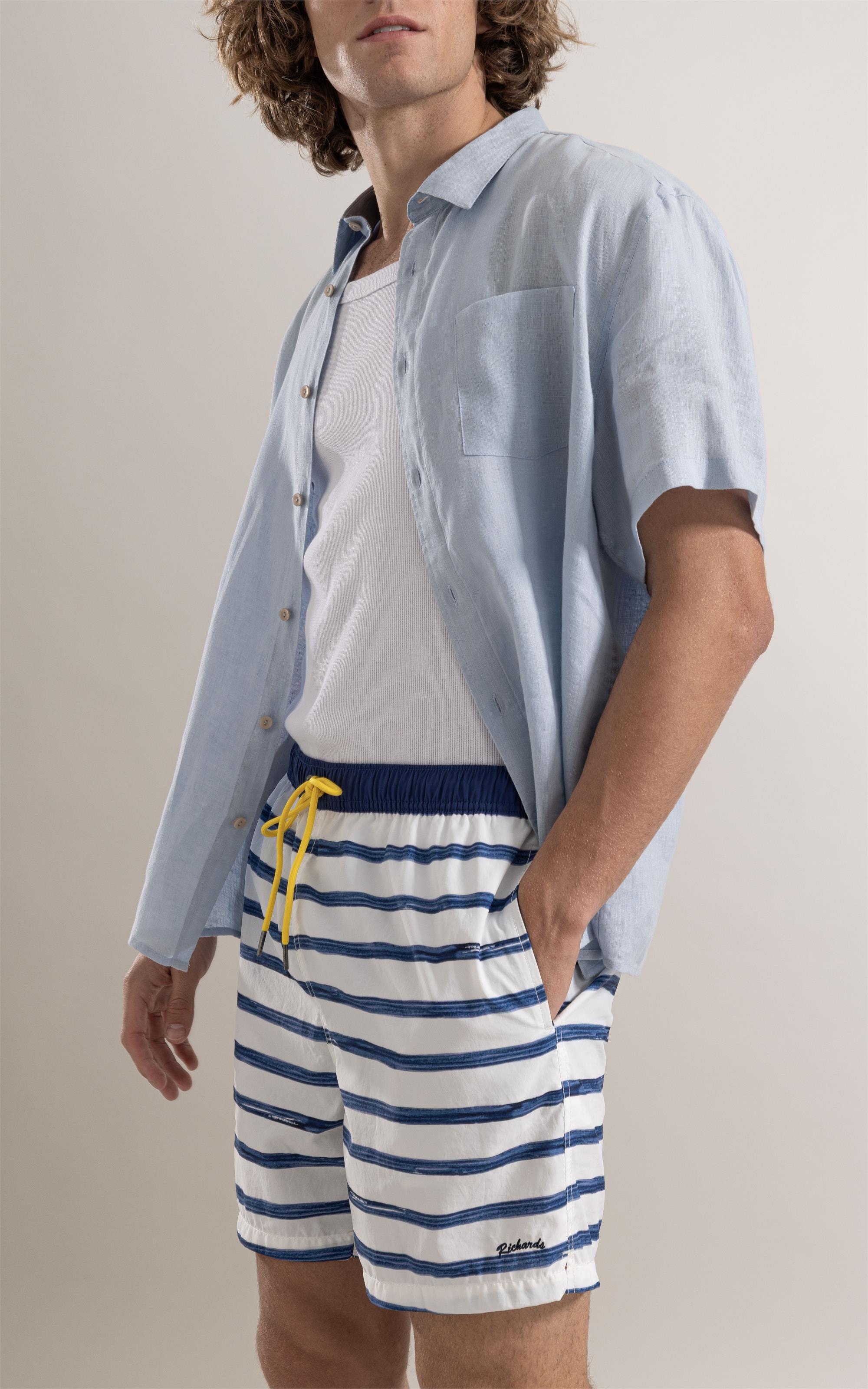 Beach Short Large Stripes Regular Marinho
