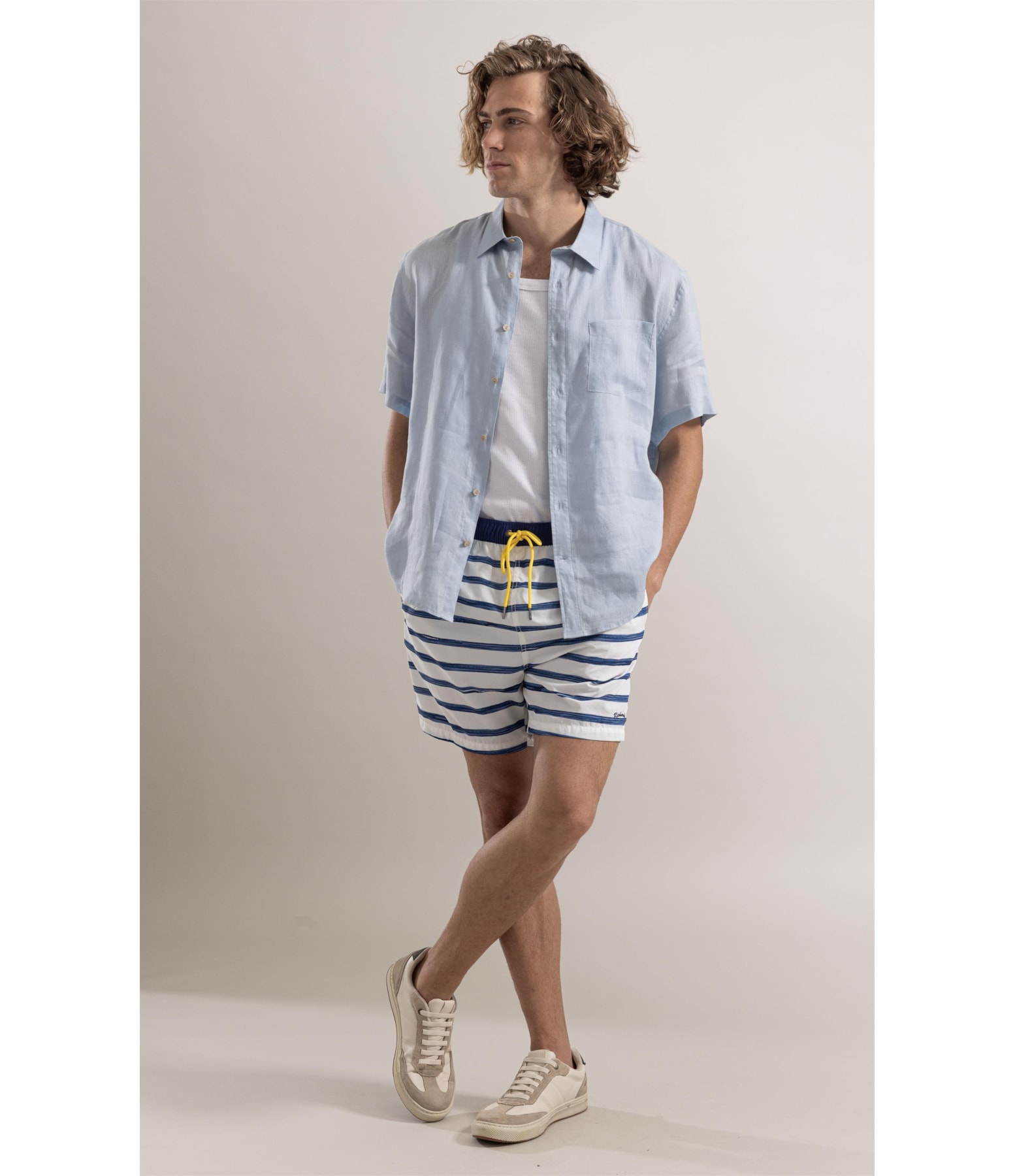 Beach Short Large Stripes Regular Marinho