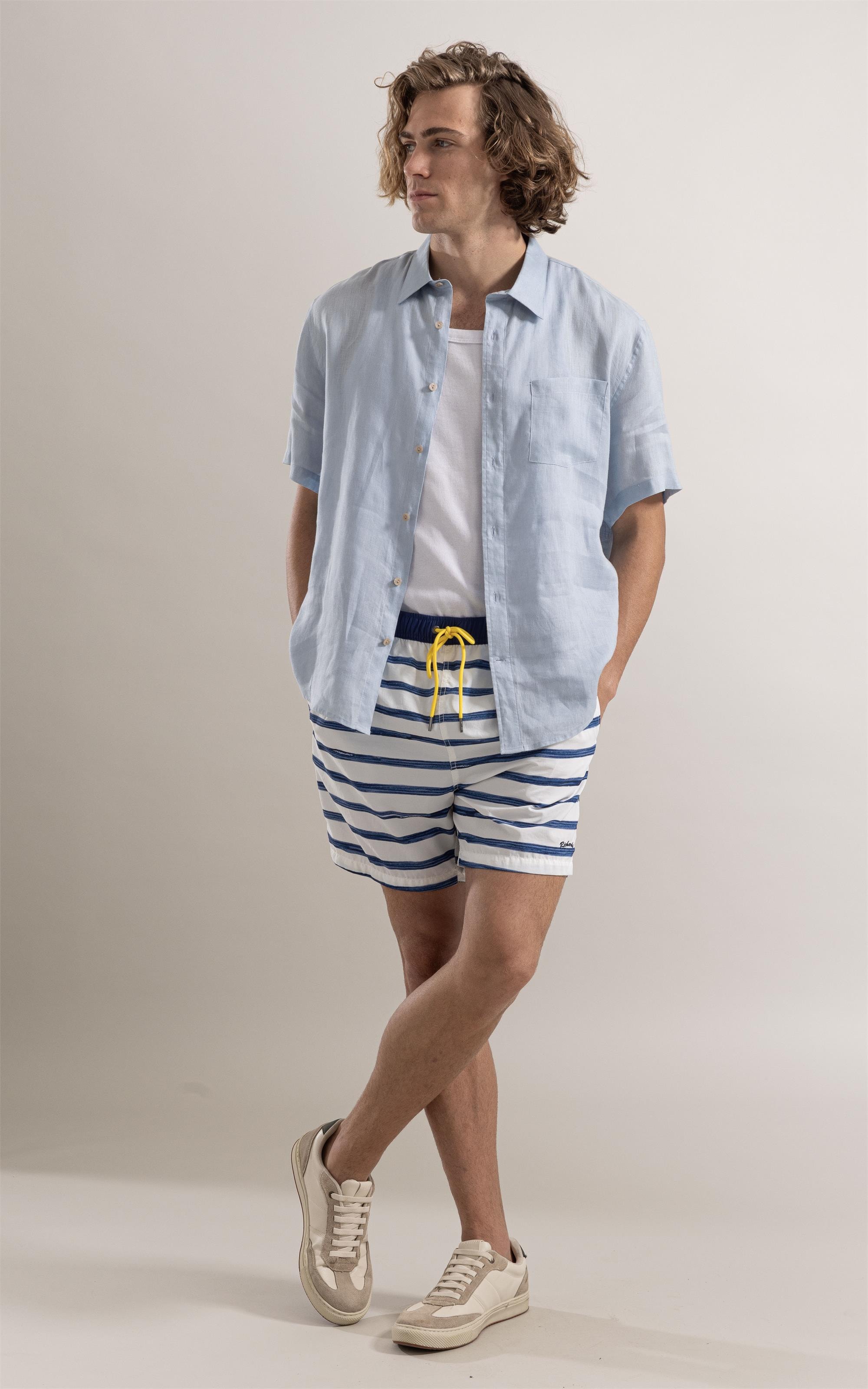 Beach Short Large Stripes Regular Marinho