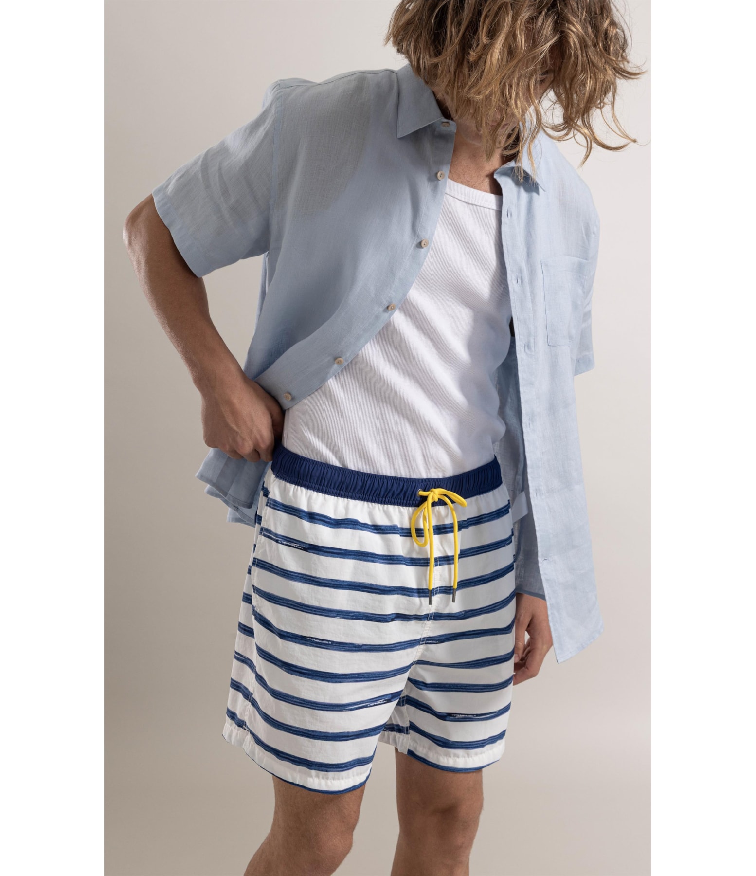 Beach Short Large Stripes Regular Marinho