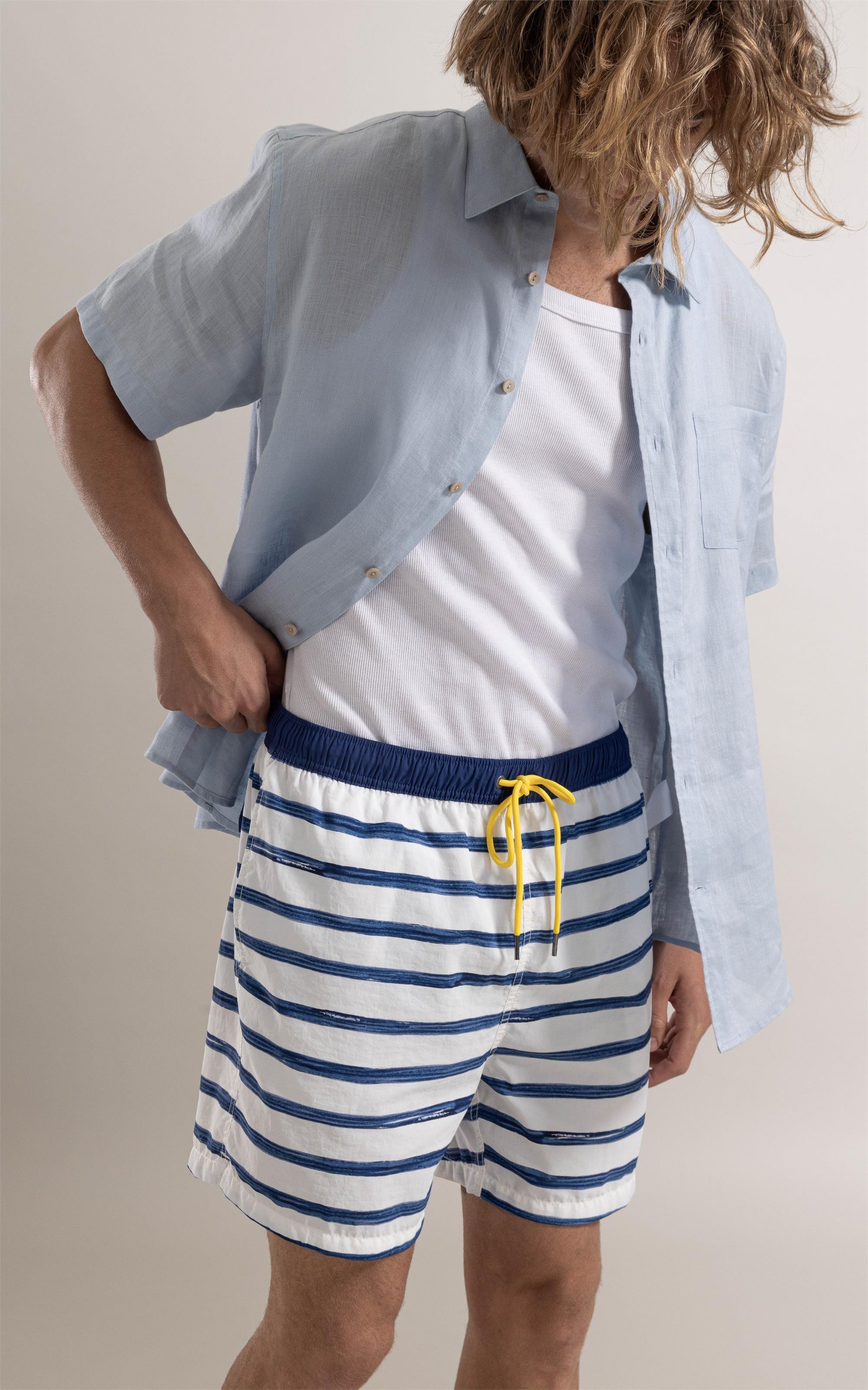 Beach Short Large Stripes Regular Marinho