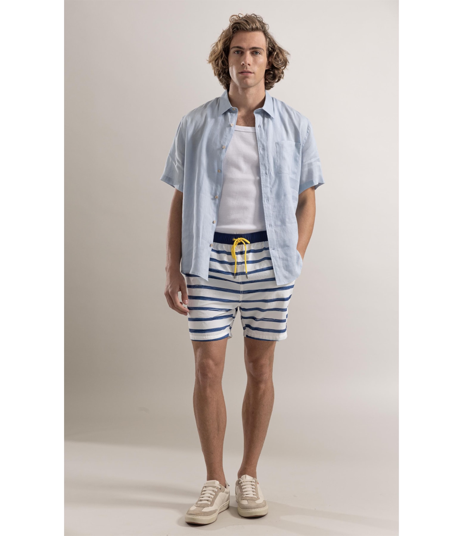 Beach Short Large Stripes Regular Marinho