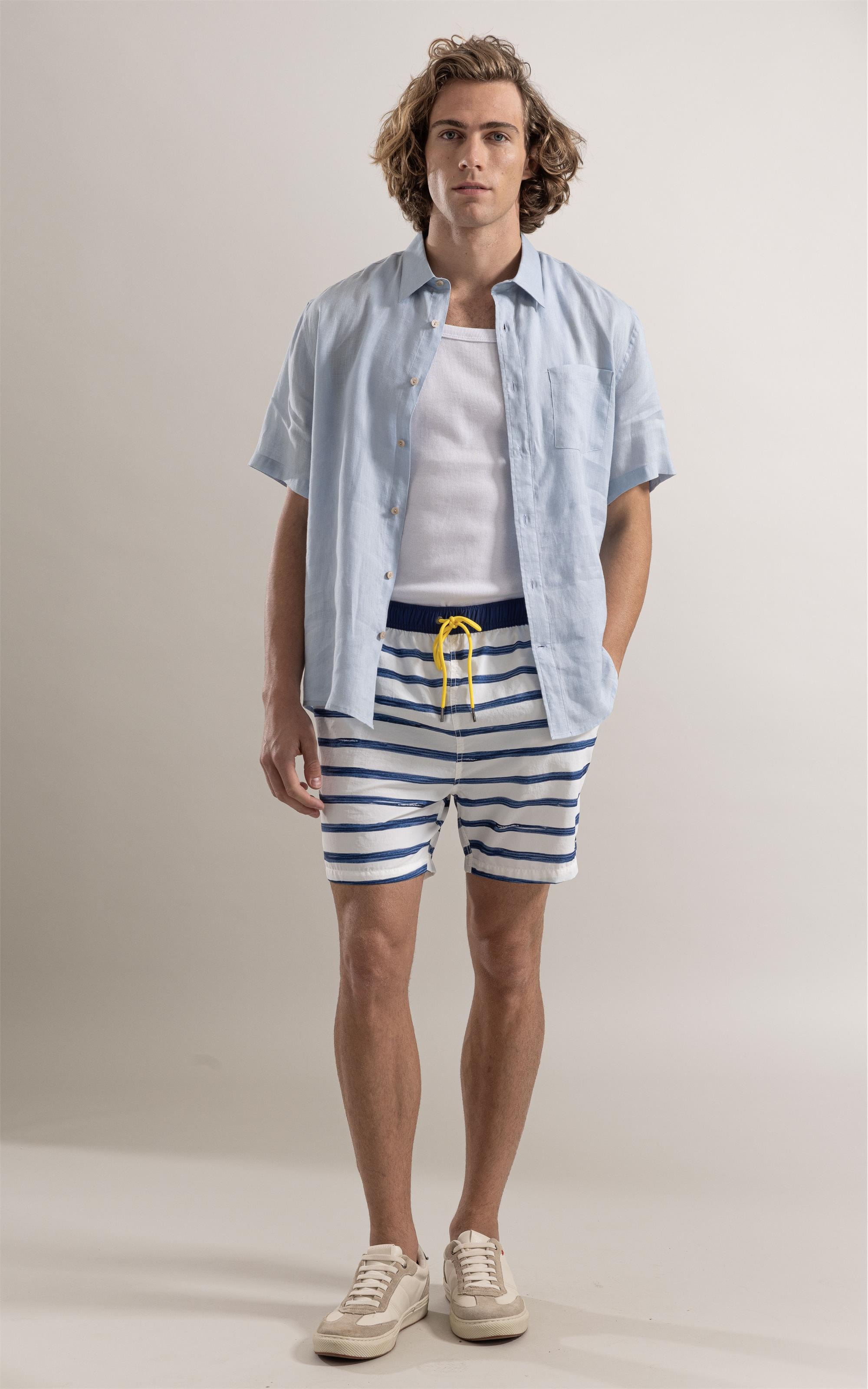 Beach Short Large Stripes Regular Marinho