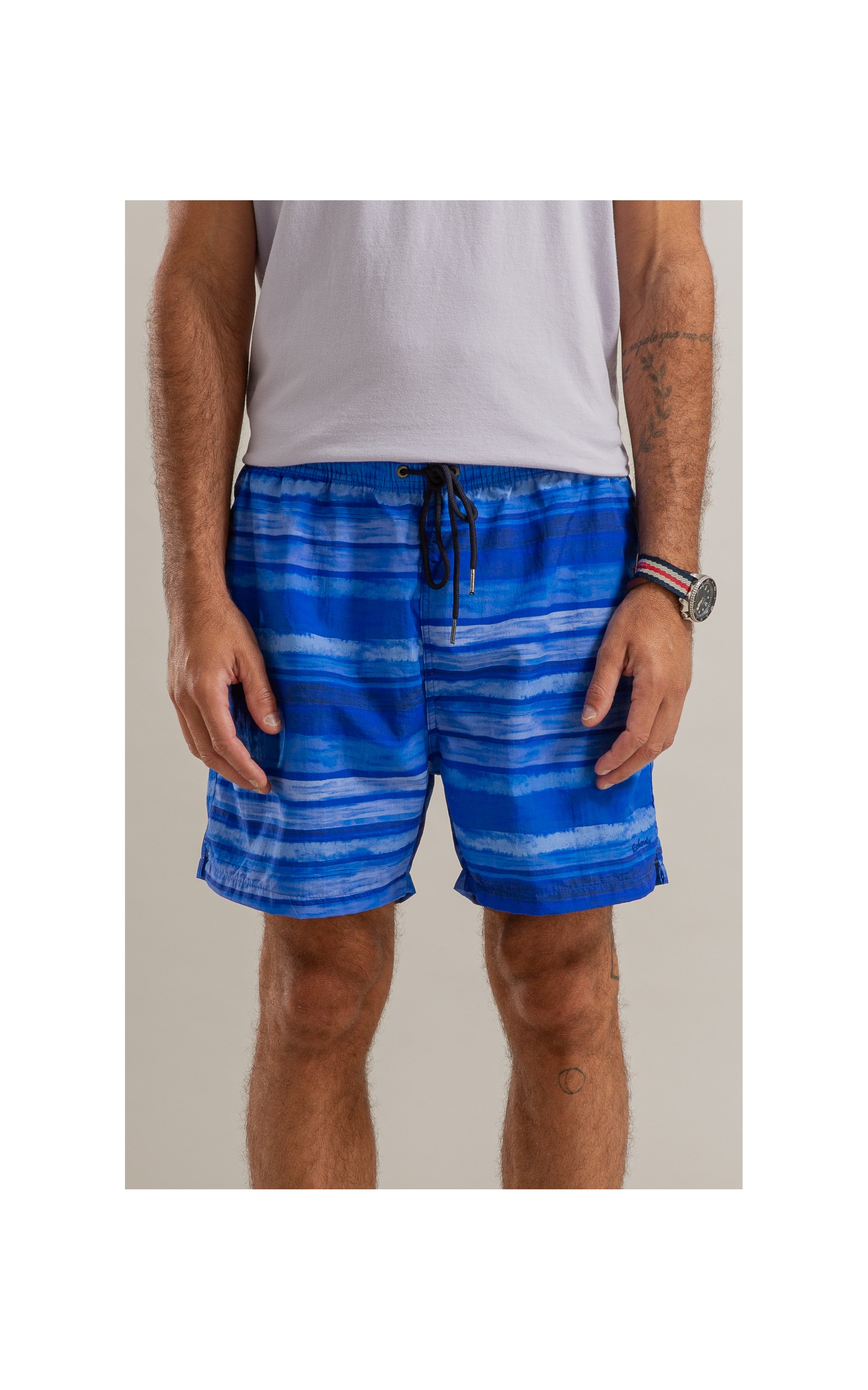 Beach Short Listrado Deepwell Biarritz Azul Bic