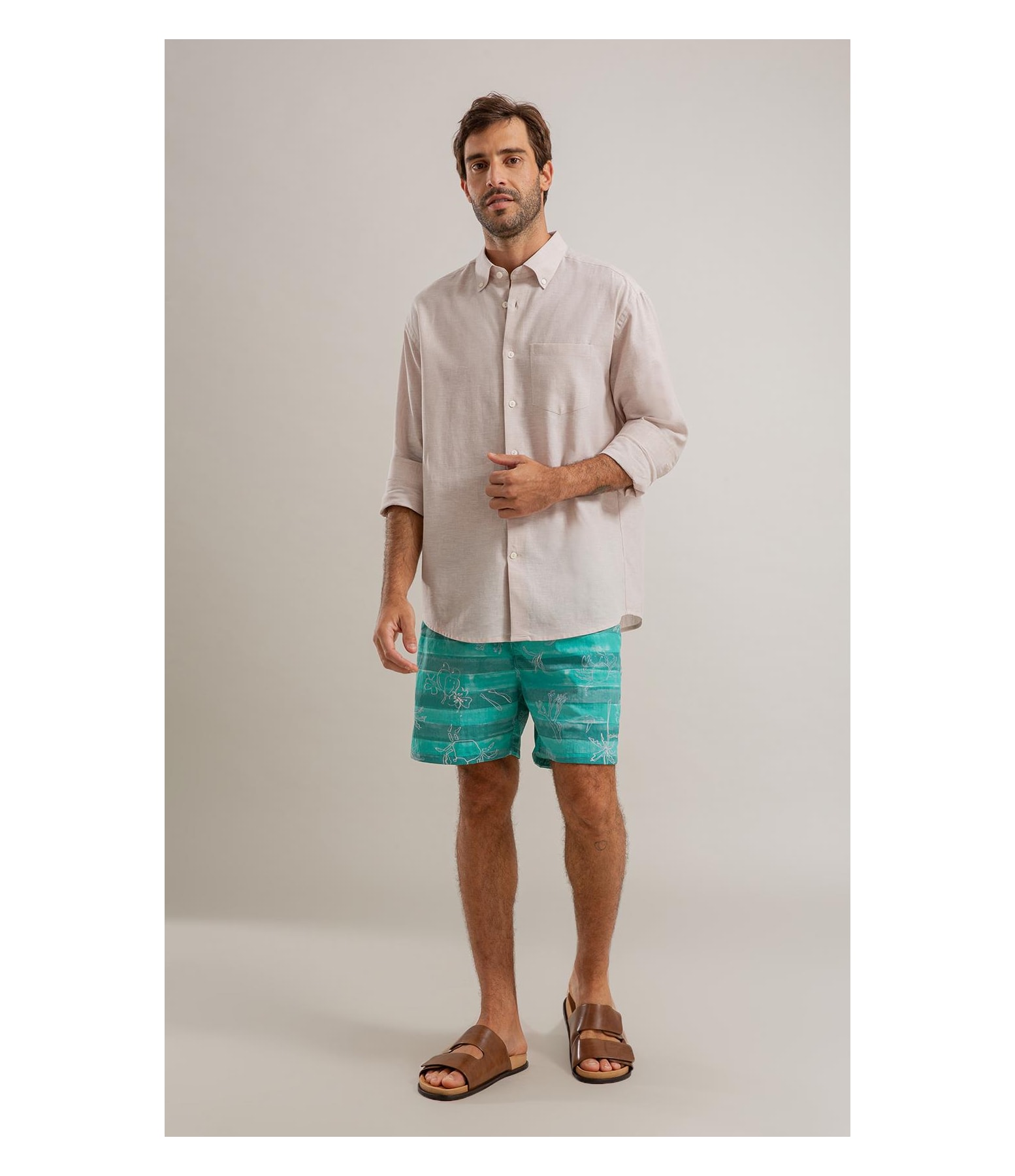 Beach Short Listrado Siri Regular Verde