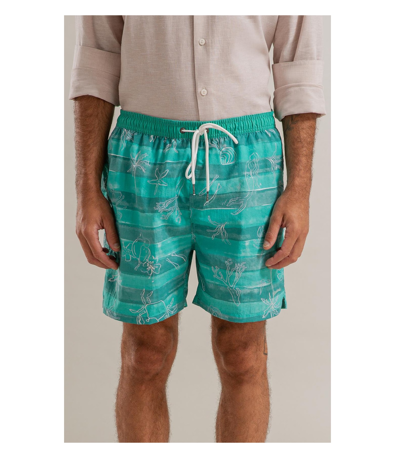 Beach Short Listrado Siri Regular Verde