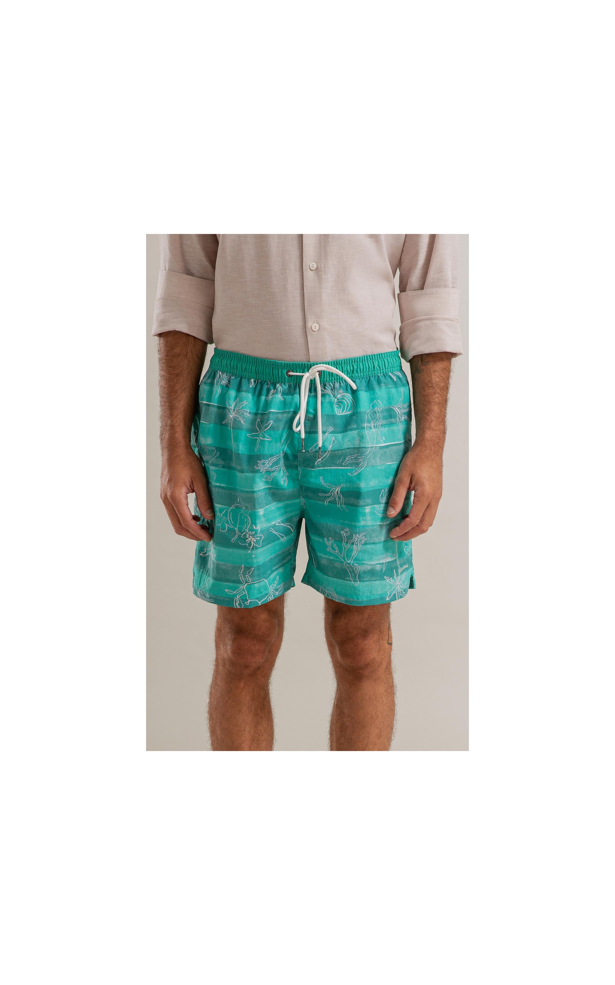 Beach Short Listrado Siri Regular Verde