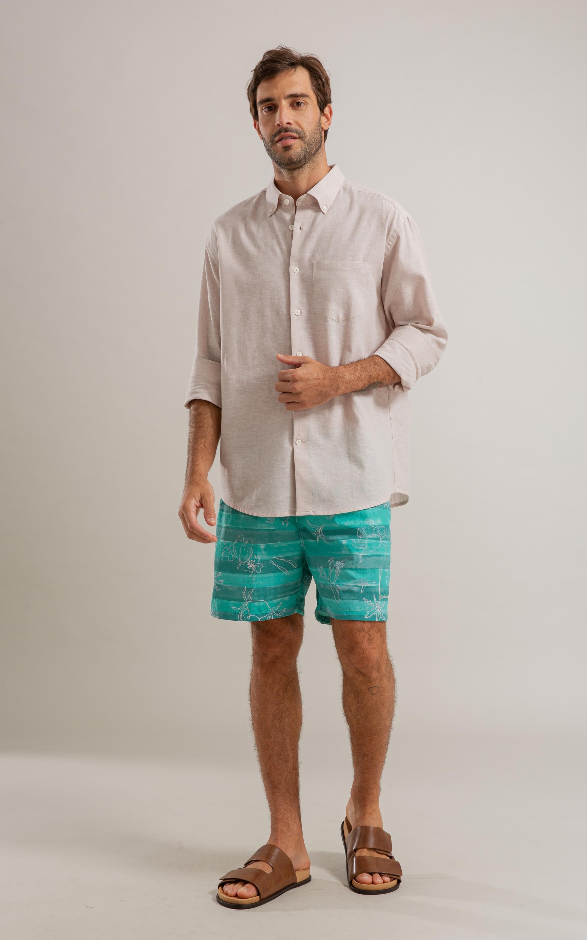 Beach Short Listrado Siri Regular Verde