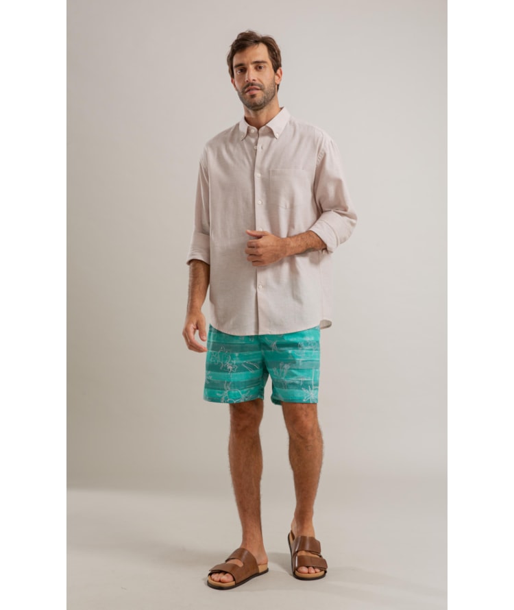 Beach Short Listrado Siri Regular Verde