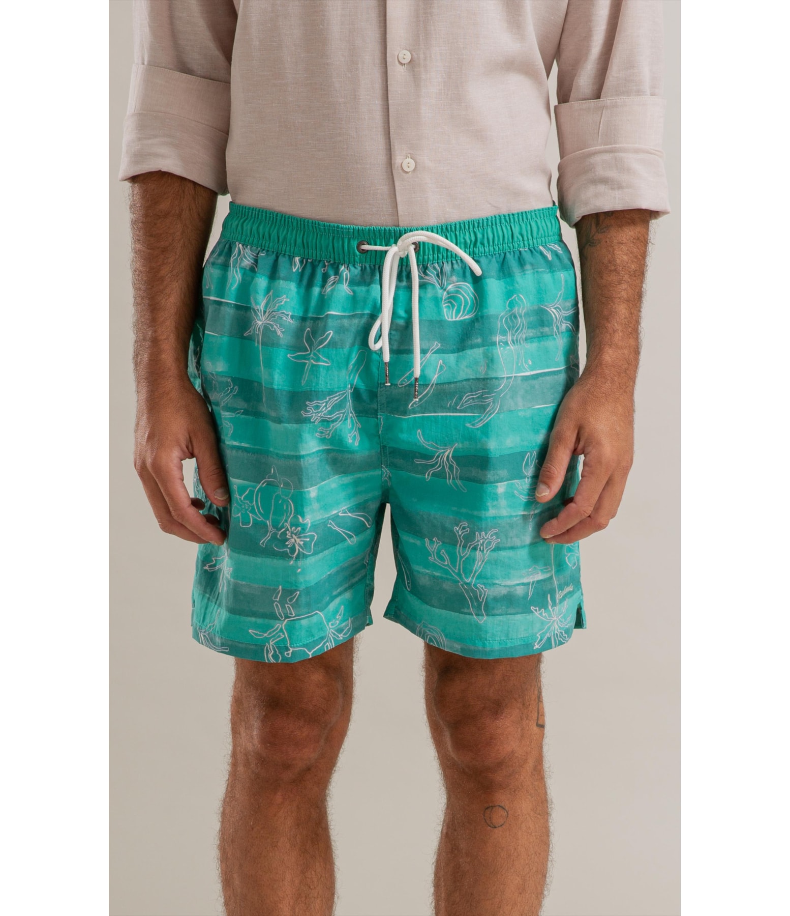 Beach Short Listrado Siri Regular Verde
