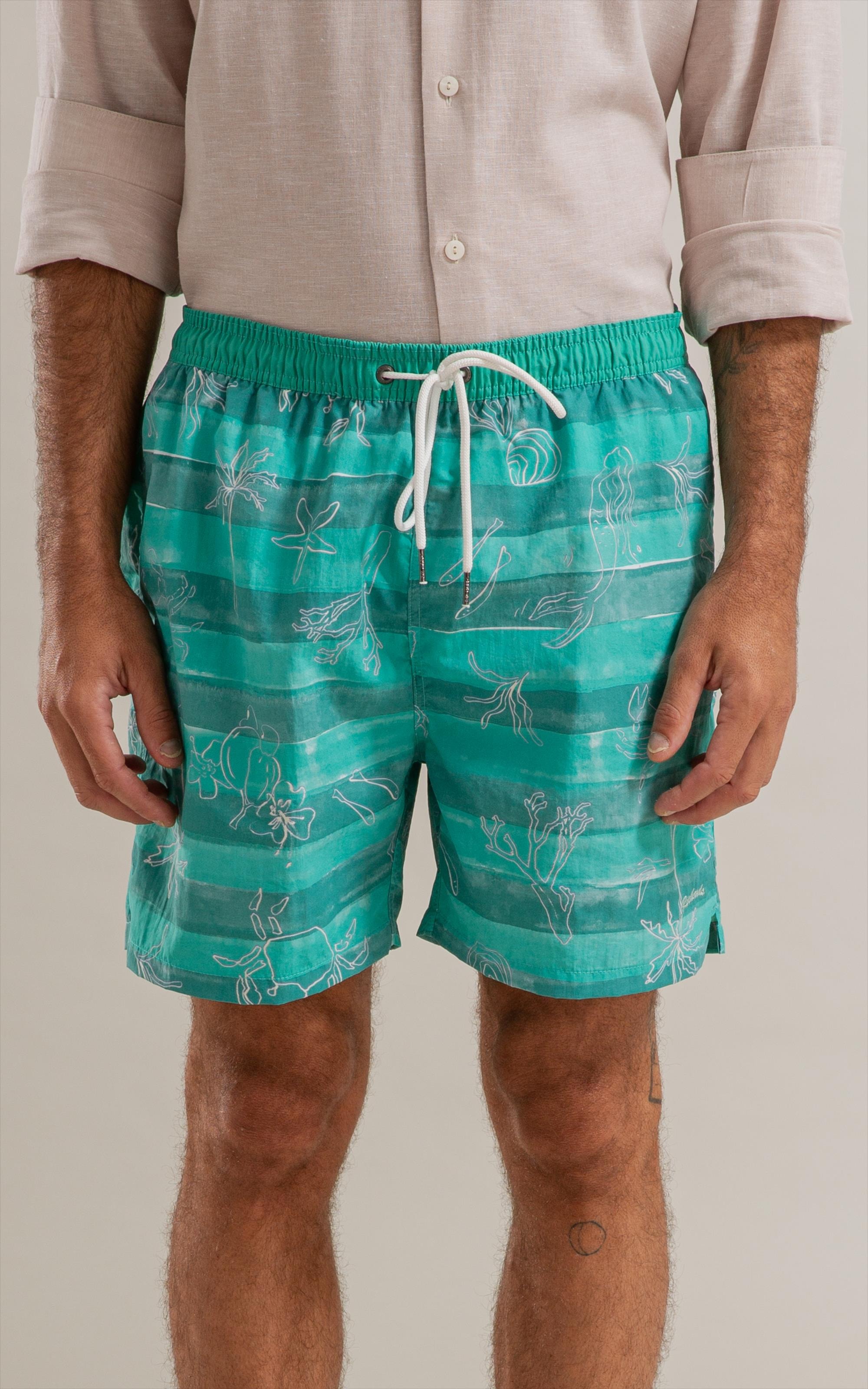 Beach Short Listrado Siri Regular Verde