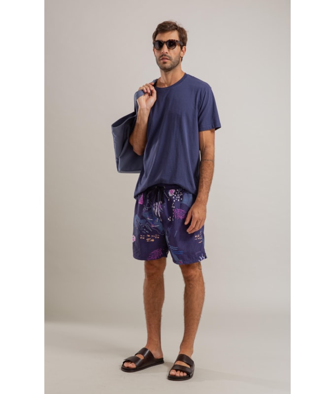 Beach Short Mapa Regular Dark Navy