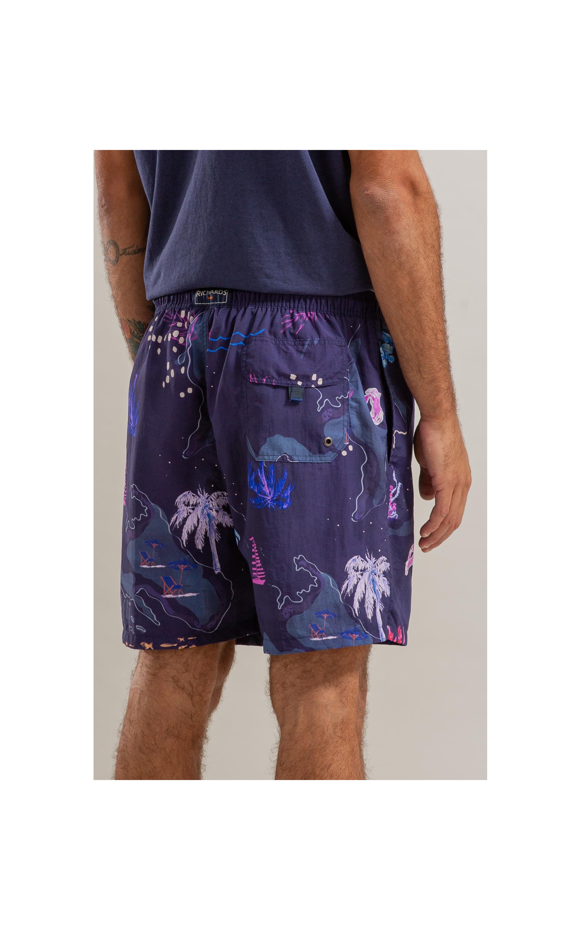 Beach Short Mapa Regular Dark Navy