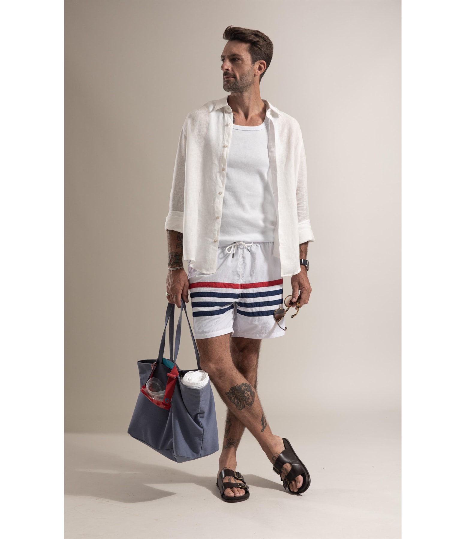 Beach Short Nautical Cut Branco