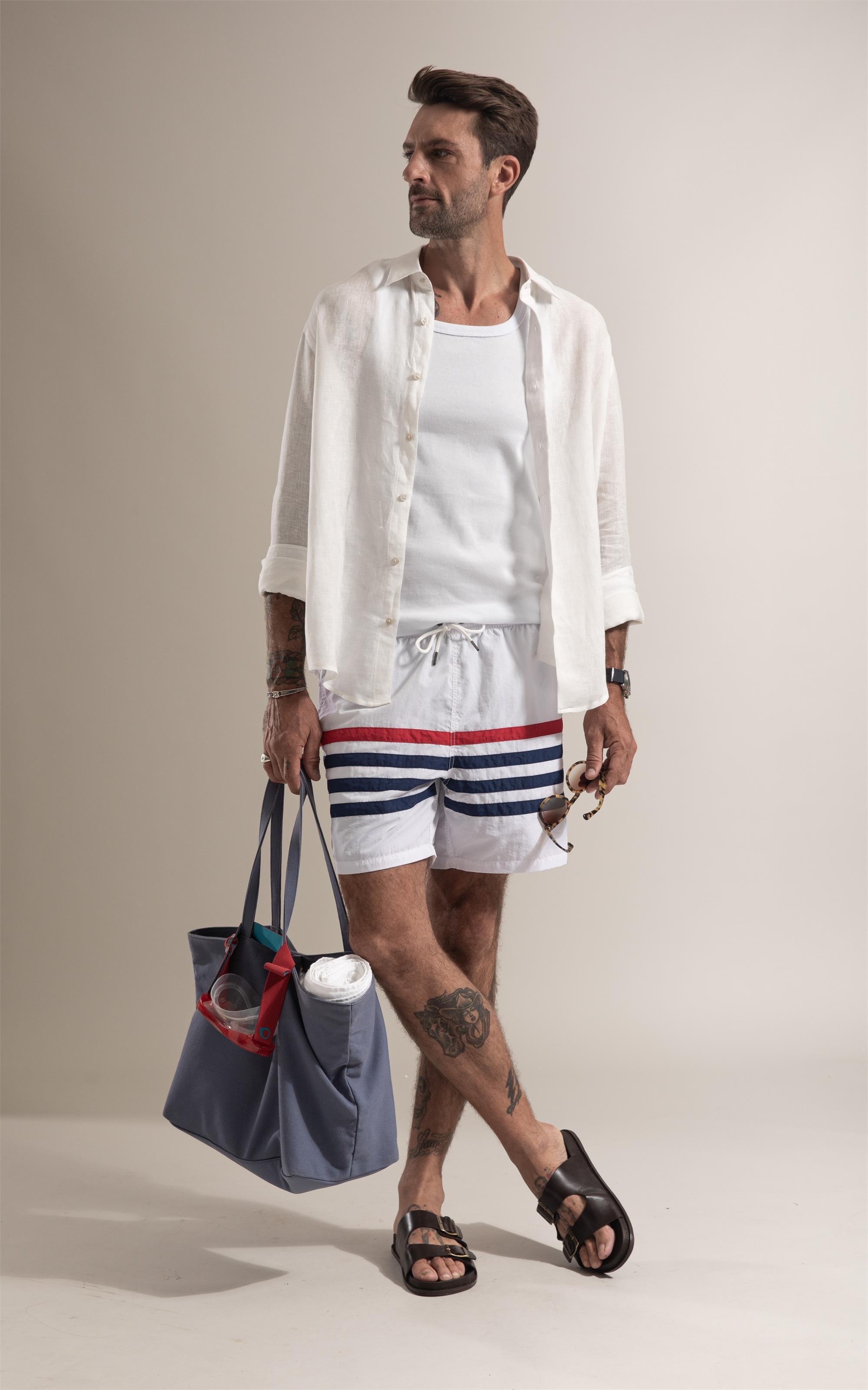 Beach Short Nautical Cut Branco