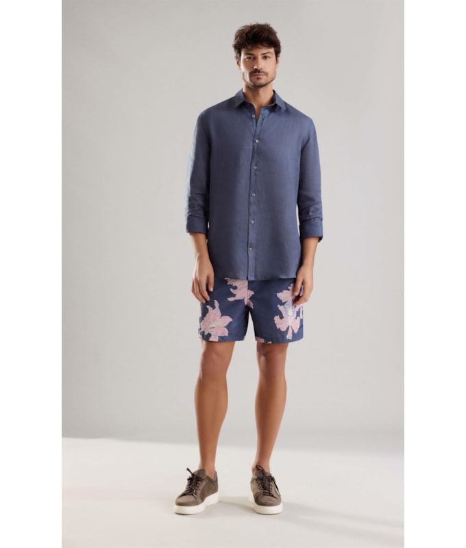 Beach Short Orquidea Regular Marinho