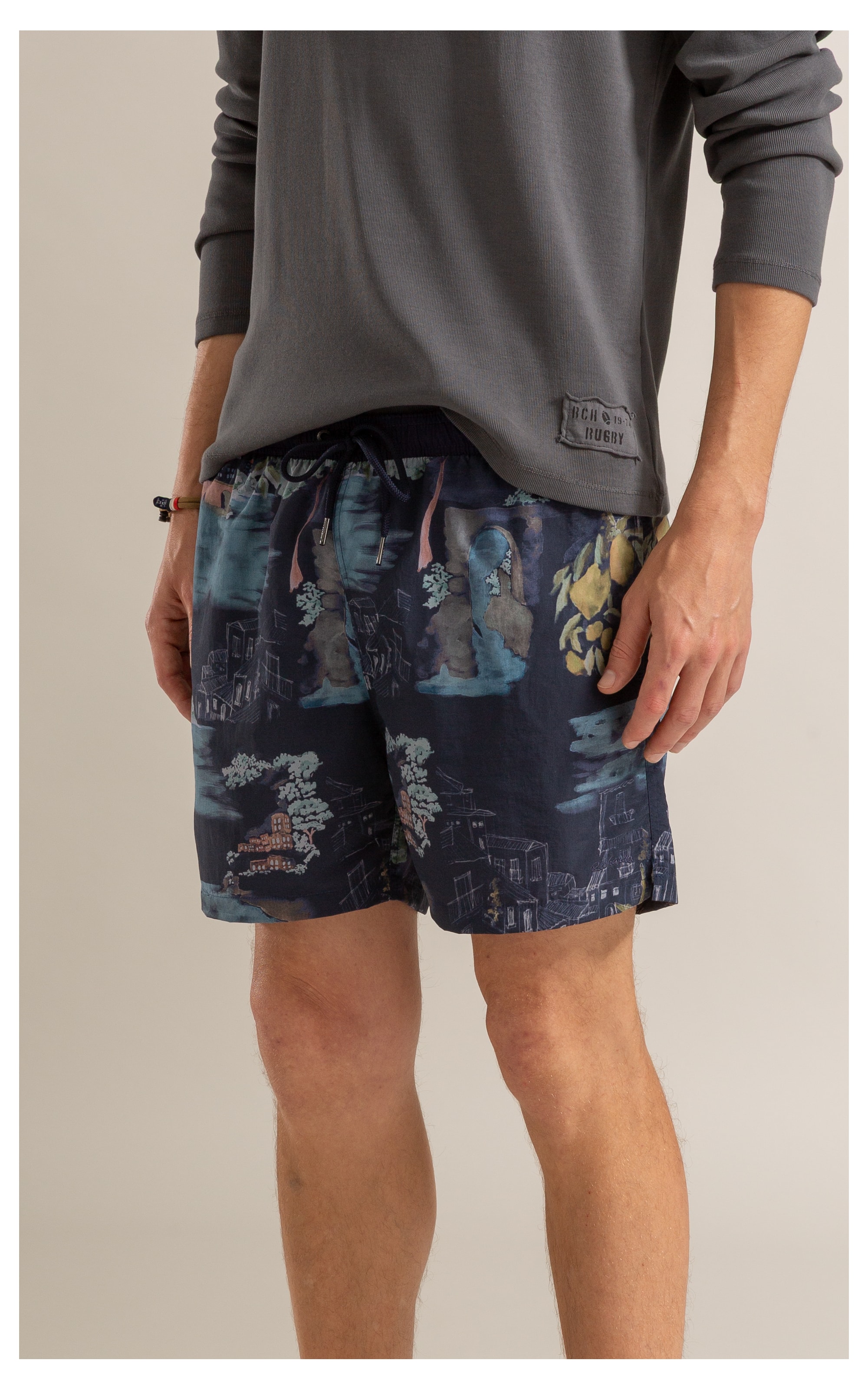 Beach Short Paesaggio Regular Dark Navy
