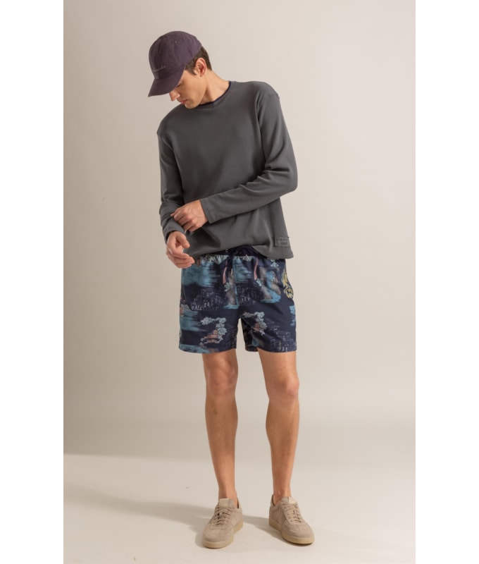 Beach Short Paesaggio Regular Dark Navy