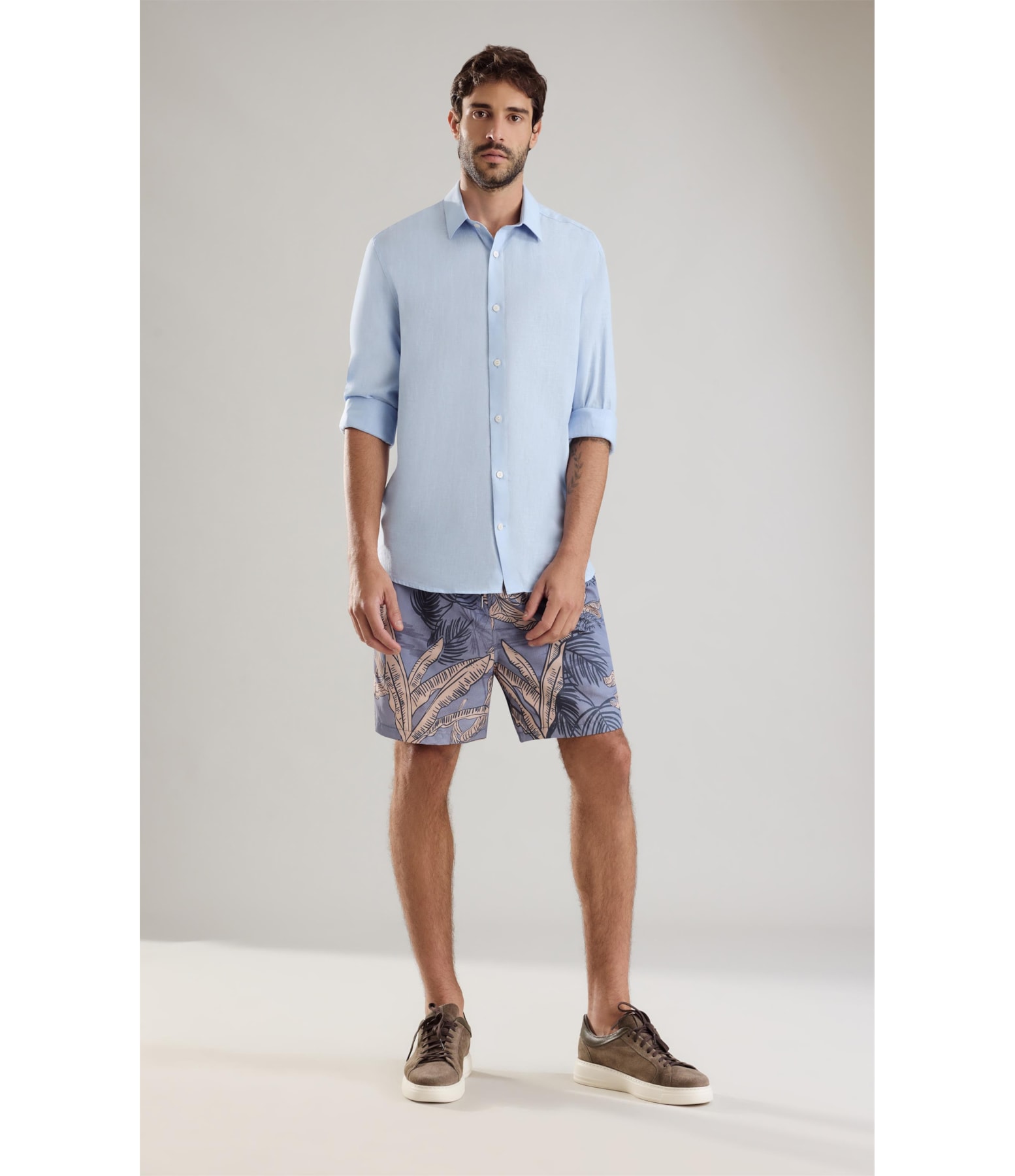 Beach Short Palm Trace Regula Azul Bic