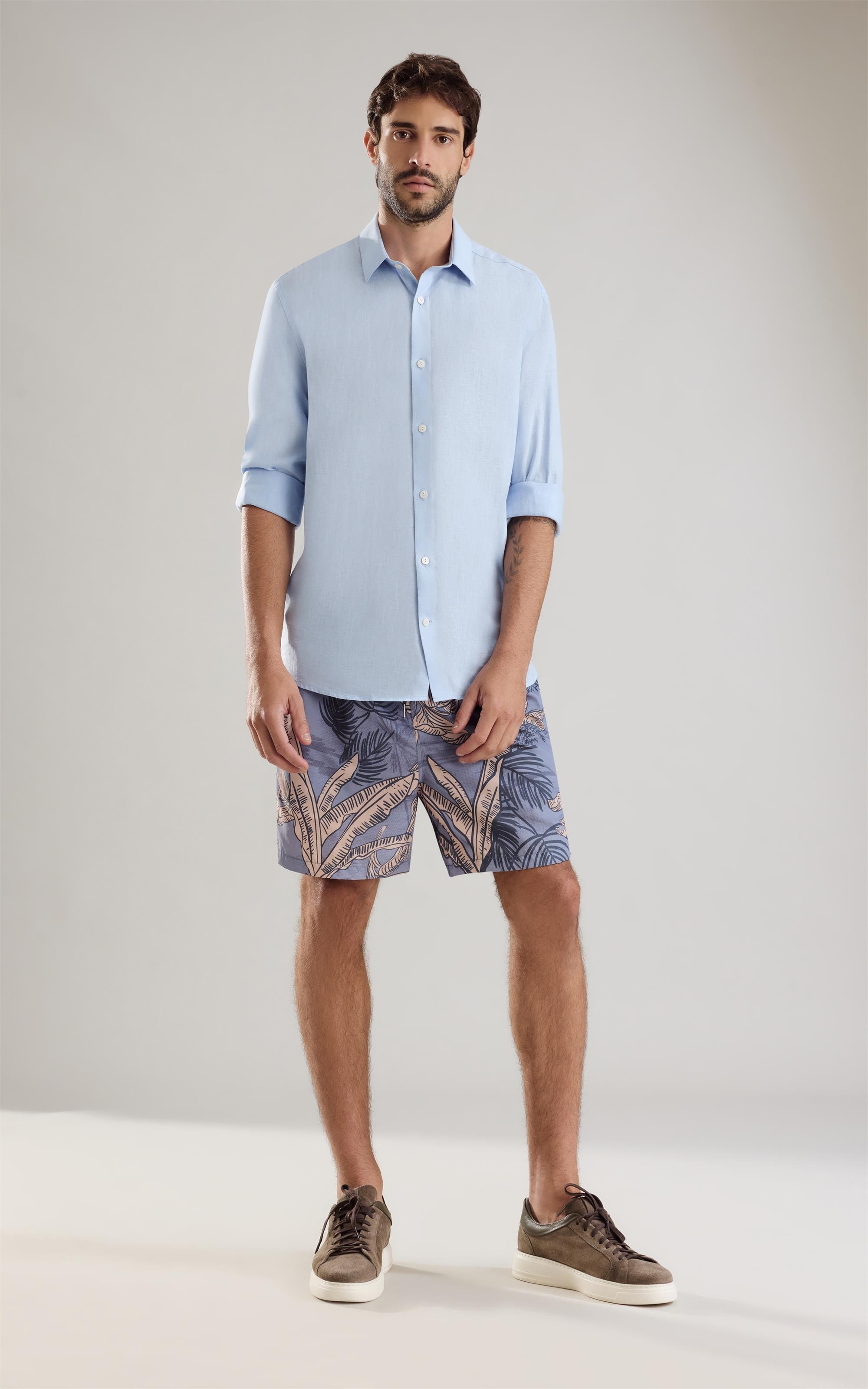 Beach Short Palm Trace Regula Azul Bic