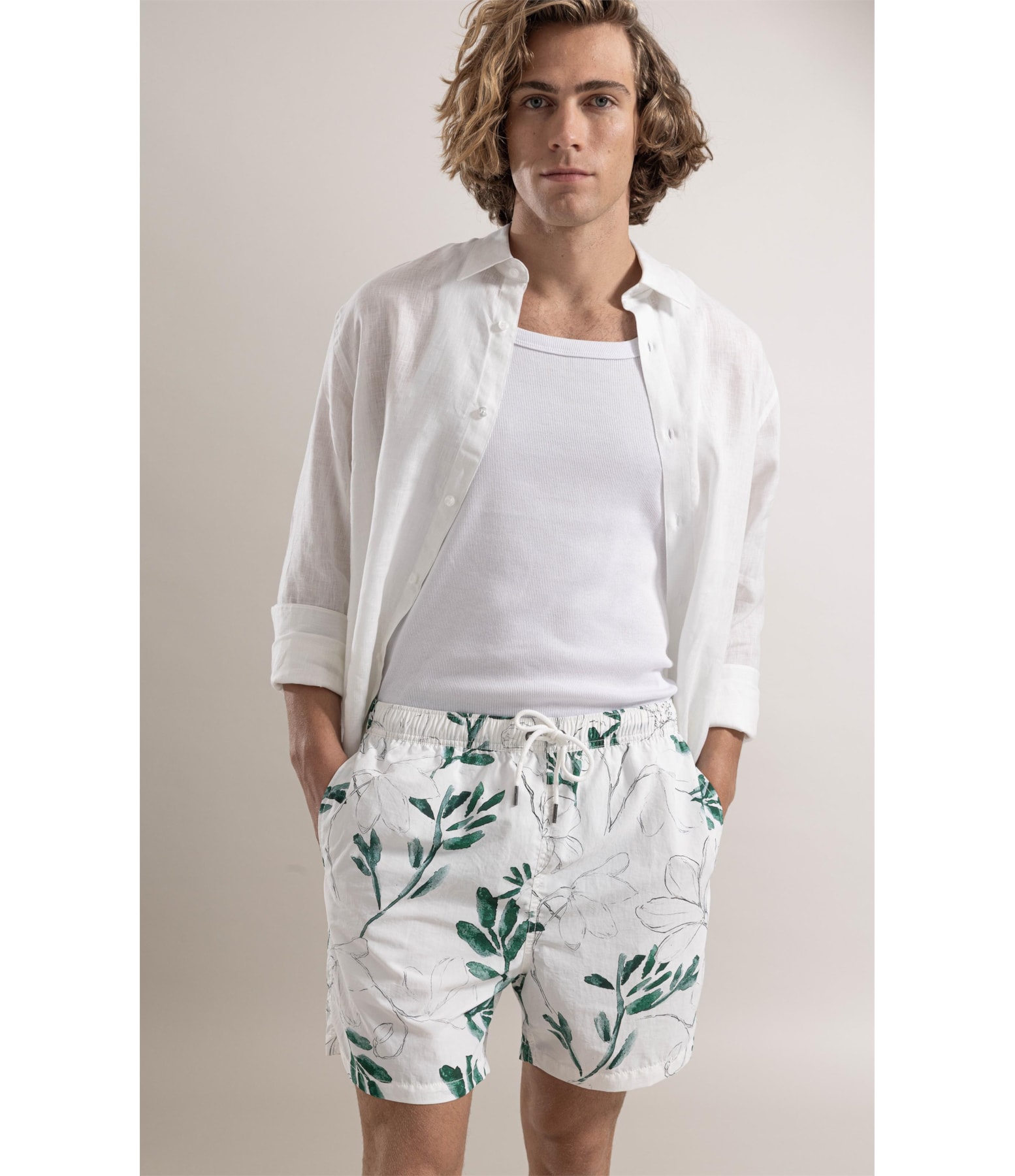 Beach Short Pencil Bloom Regular Branco