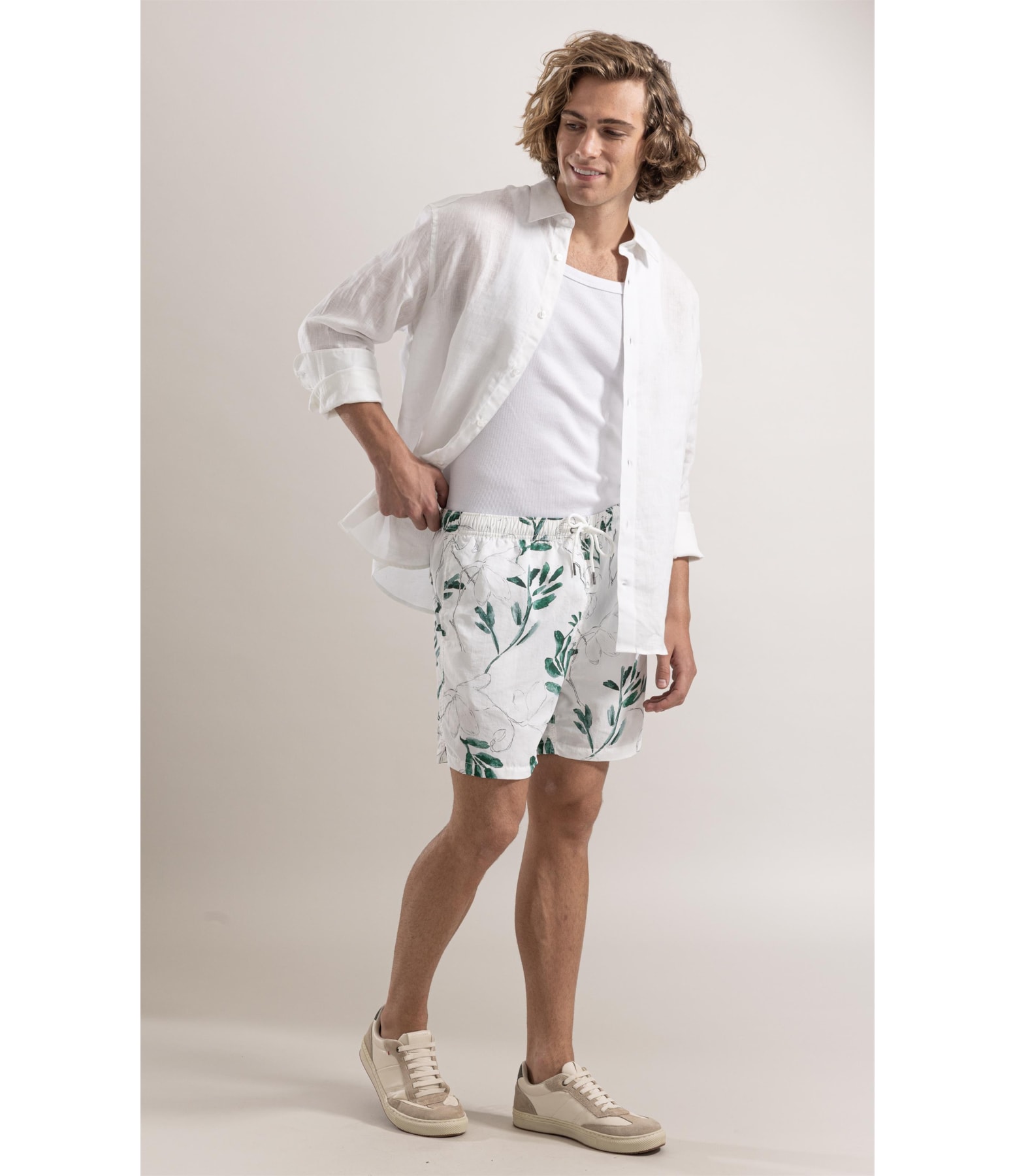 Beach Short Pencil Bloom Regular Branco